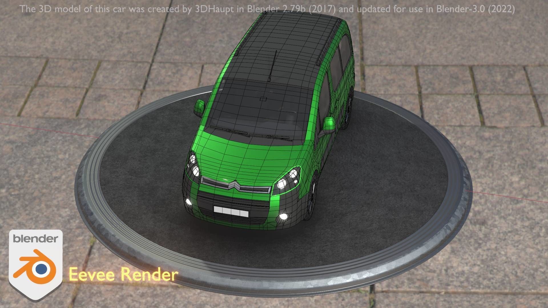 City Car 51 Utility Vehicles Van Type-D Green Low-poly 3D model_103