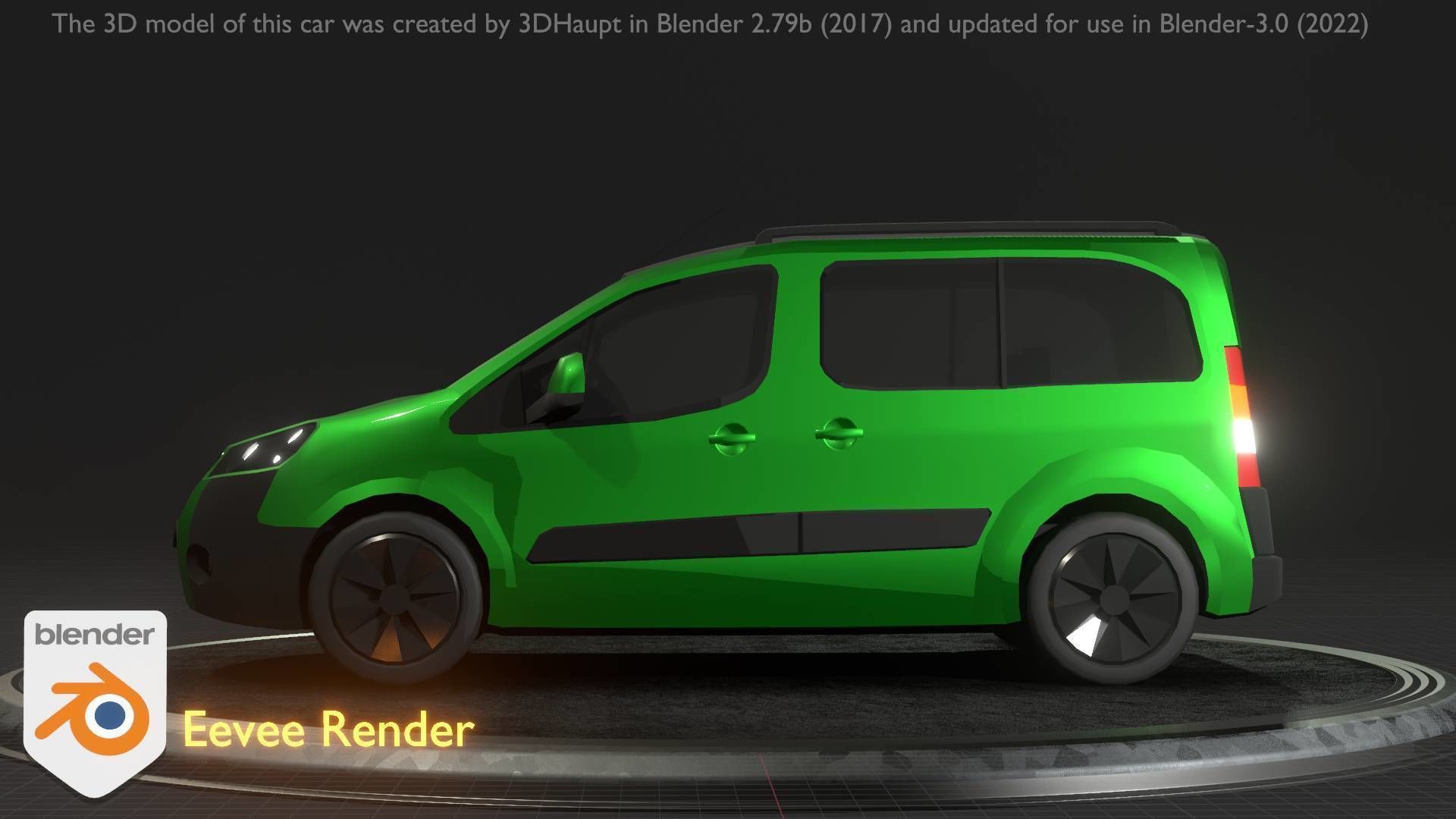 City Car 51 Utility Vehicles Van Type-D Green Low-poly 3D model_45
