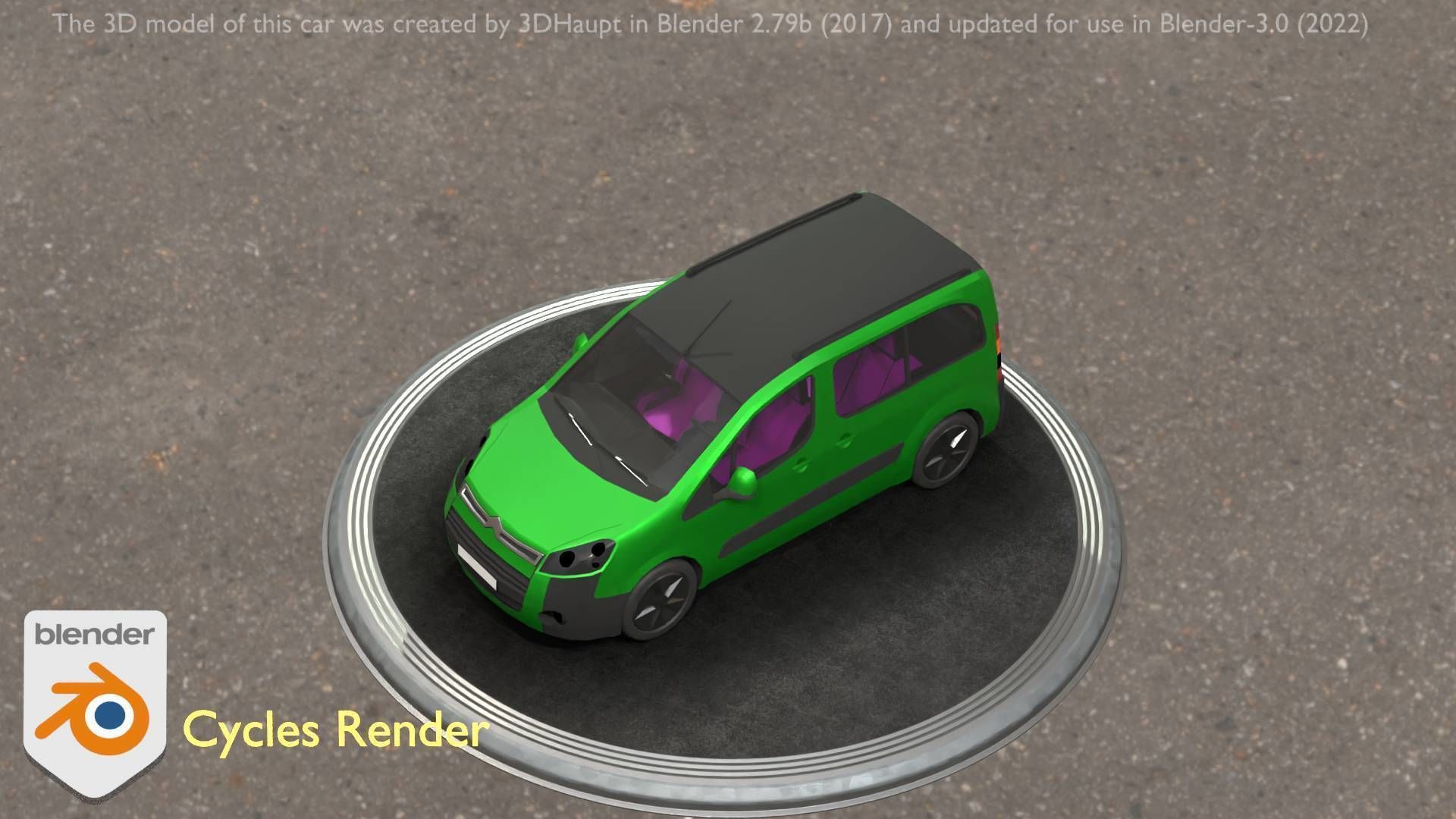 City Car 51 Utility Vehicles Van Type-D Green Low-poly 3D model_49