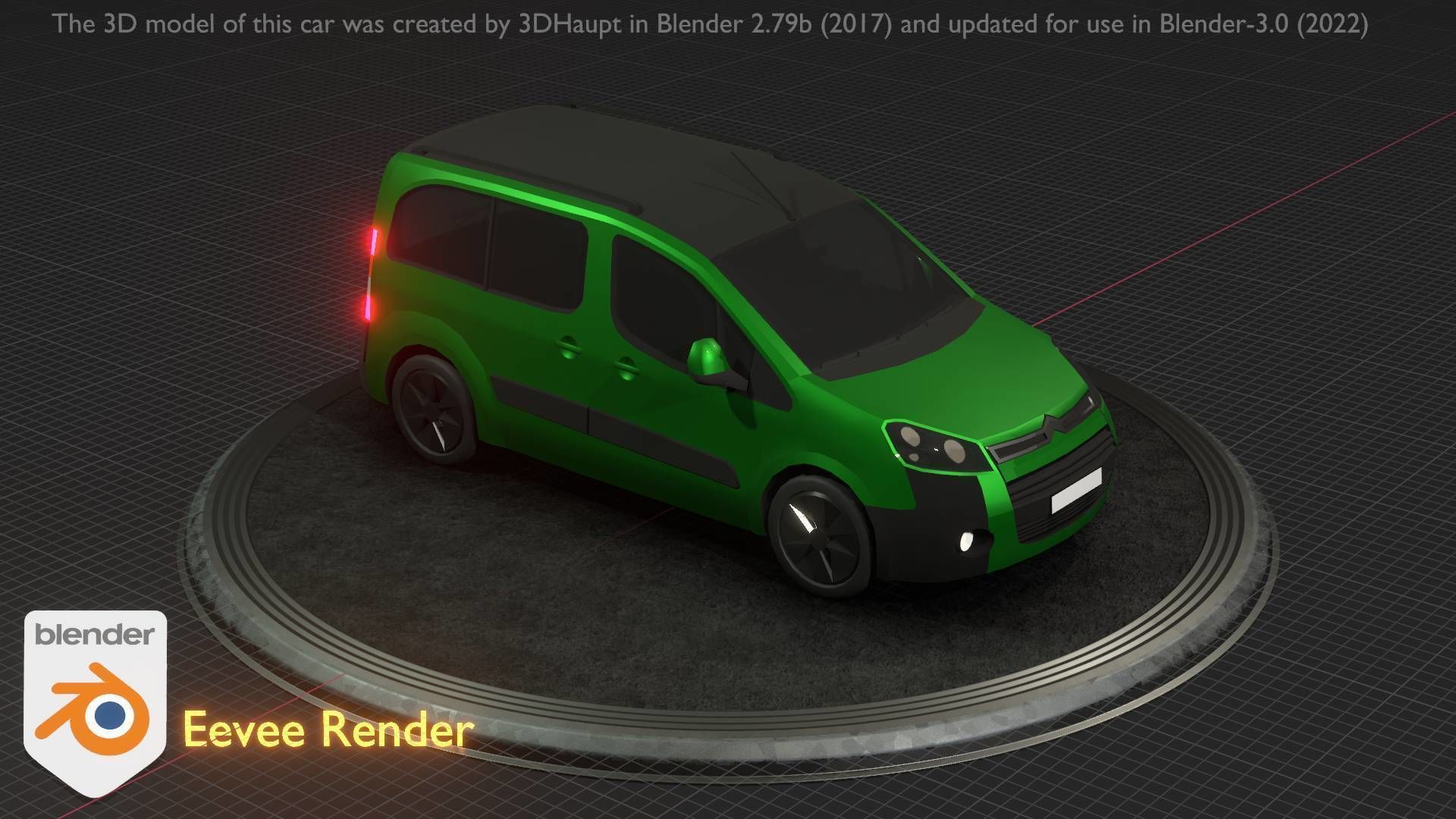 City Car 51 Utility Vehicles Van Type-D Green Low-poly 3D model_18