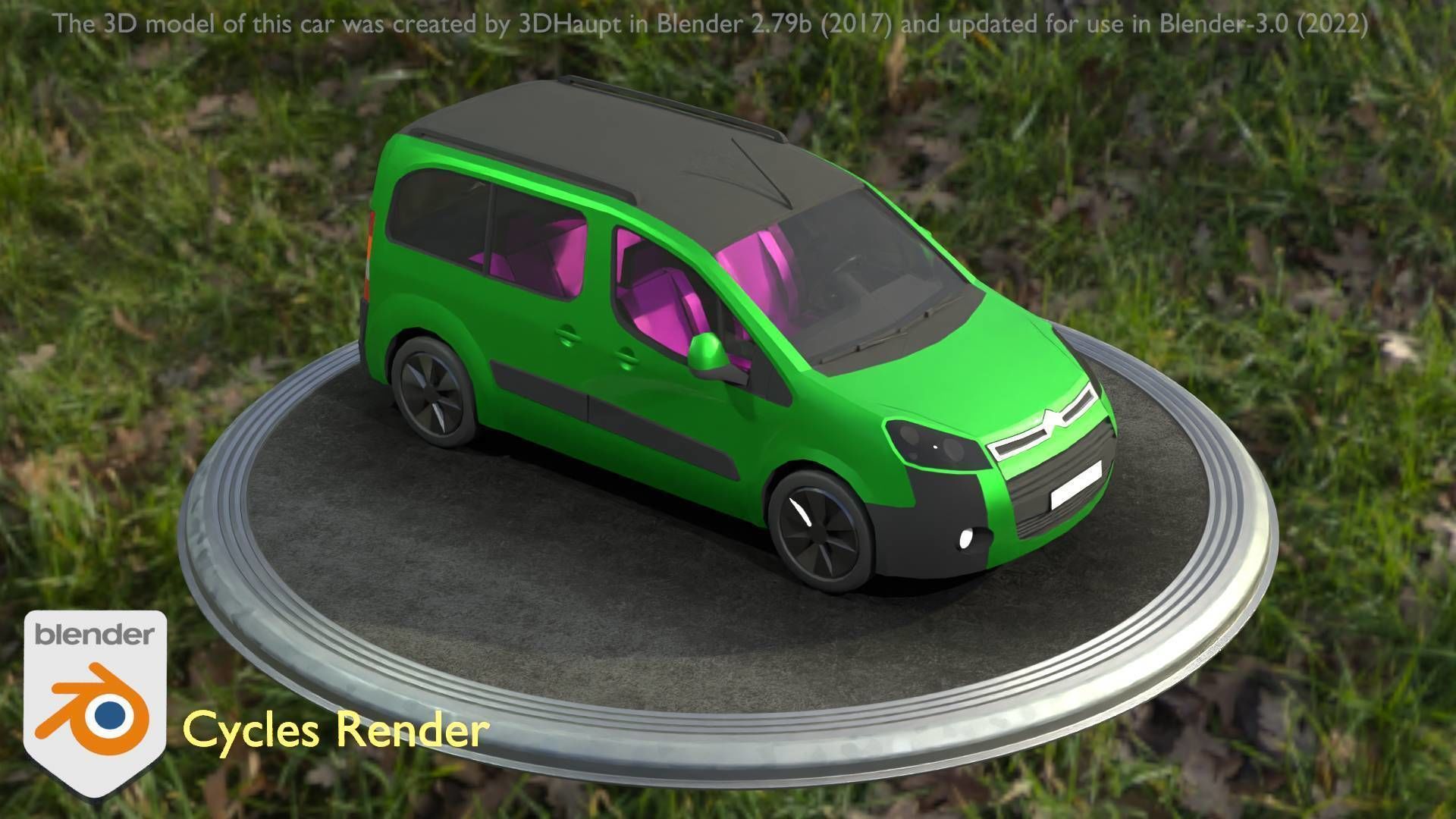 City Car 51 Utility Vehicles Van Type-D Green Low-poly 3D model_89