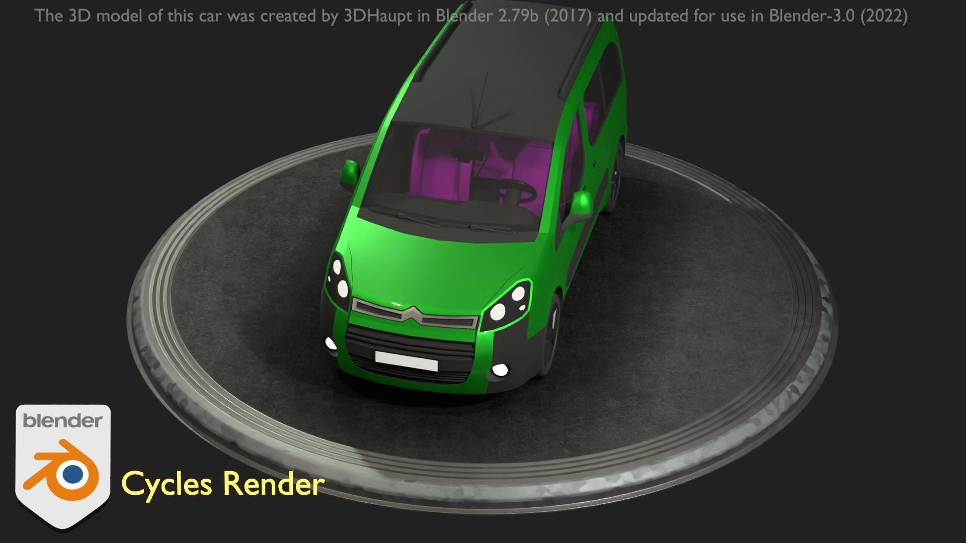 City Car 51 Utility Vehicles Van Type-D Green Low-poly 3D model_35
