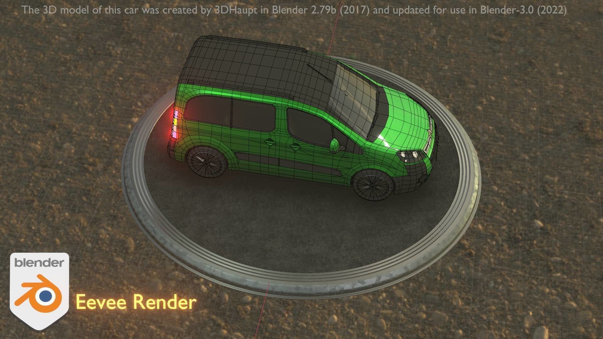 City Car 51 Utility Vehicles Van Type-D Green Low-poly 3D model_4