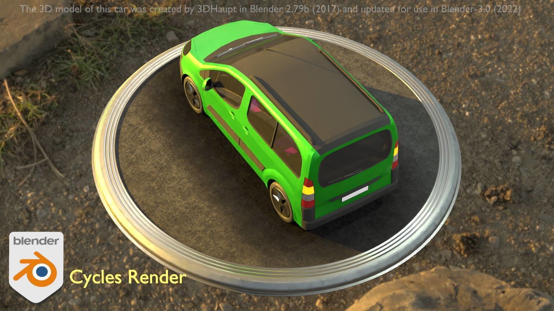 City Car 51 Utility Vehicles Van Type-D Green Low-poly 3D model_16