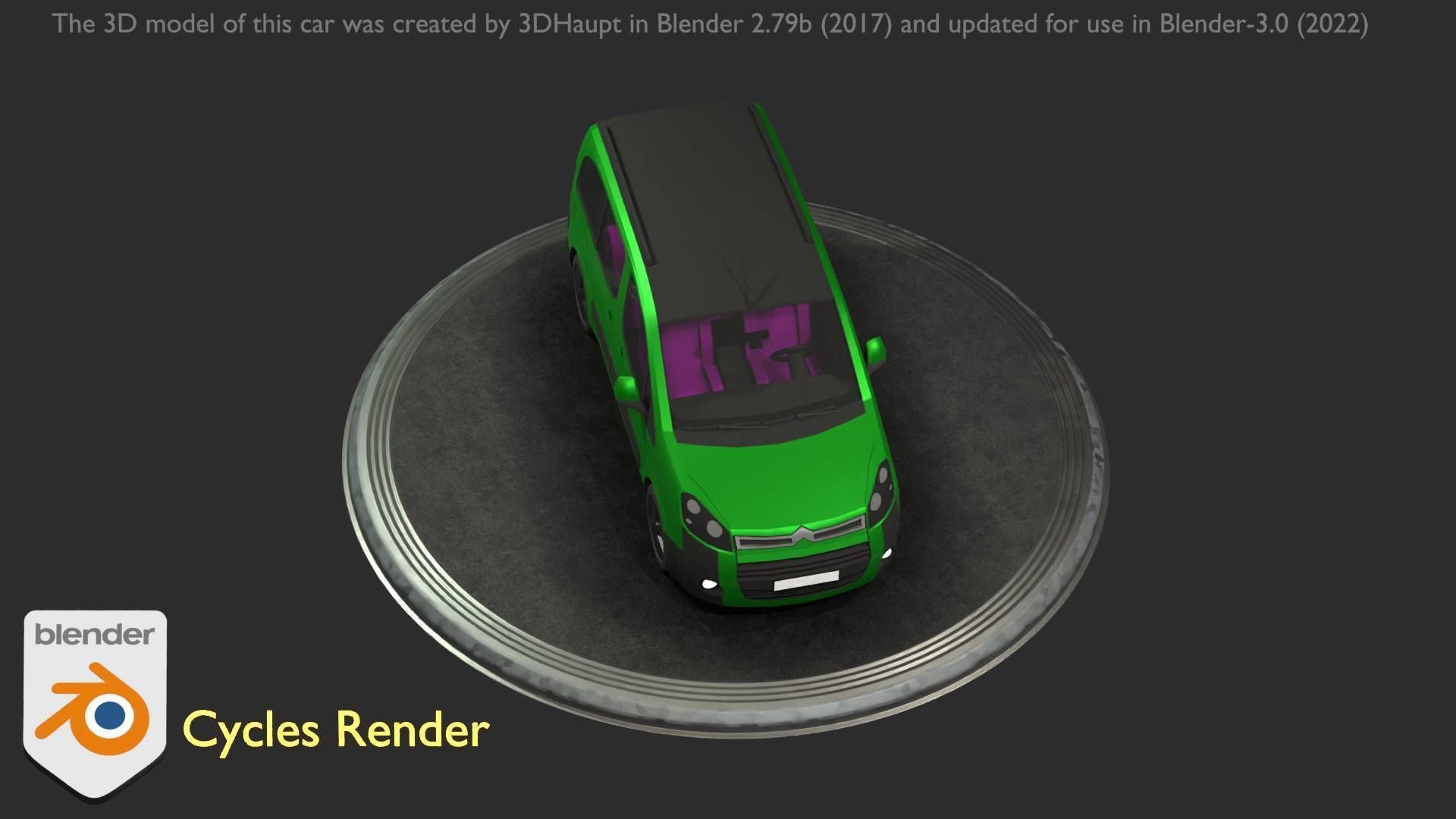 City Car 51 Utility Vehicles Van Type-D Green Low-poly 3D model_115