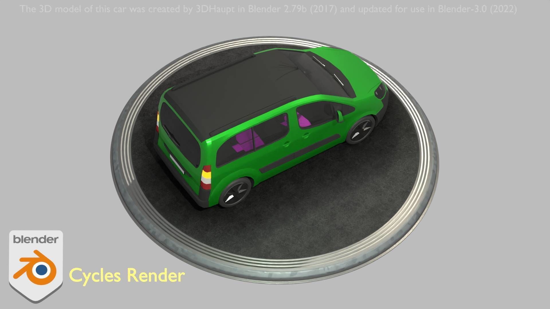 City Car 51 Utility Vehicles Van Type-D Green Low-poly 3D model_40