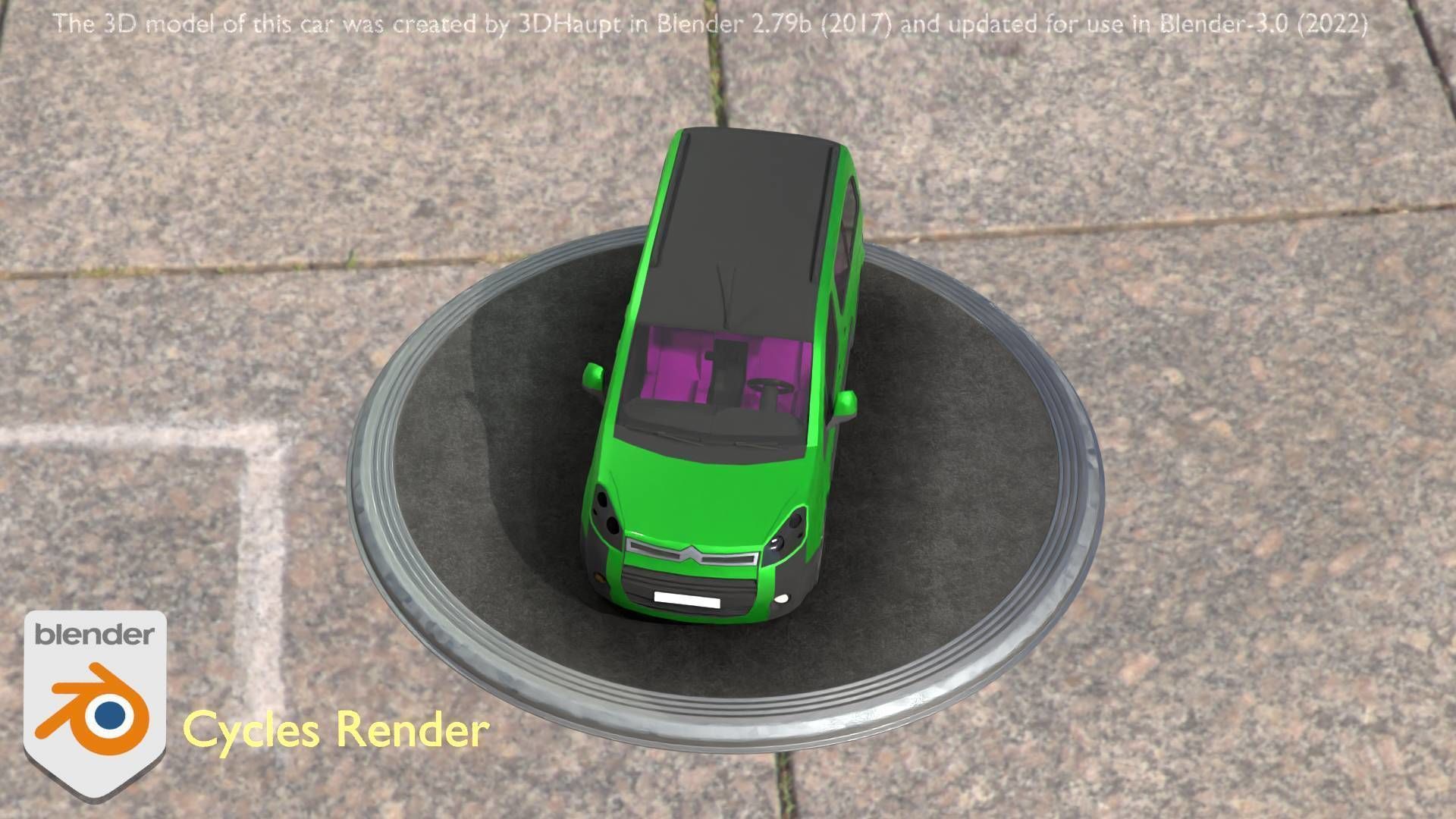 City Car 51 Utility Vehicles Van Type-D Green Low-poly 3D model_91