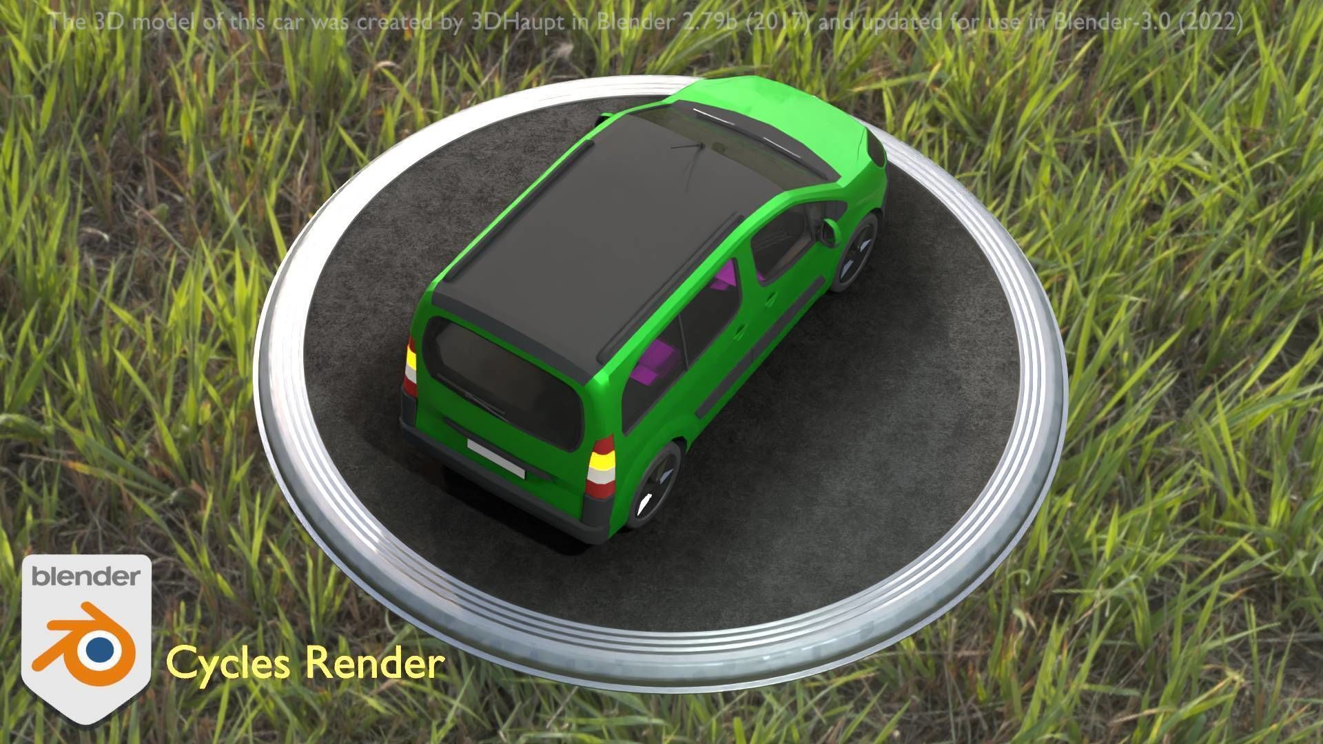 City Car 51 Utility Vehicles Van Type-D Green Low-poly 3D model_114