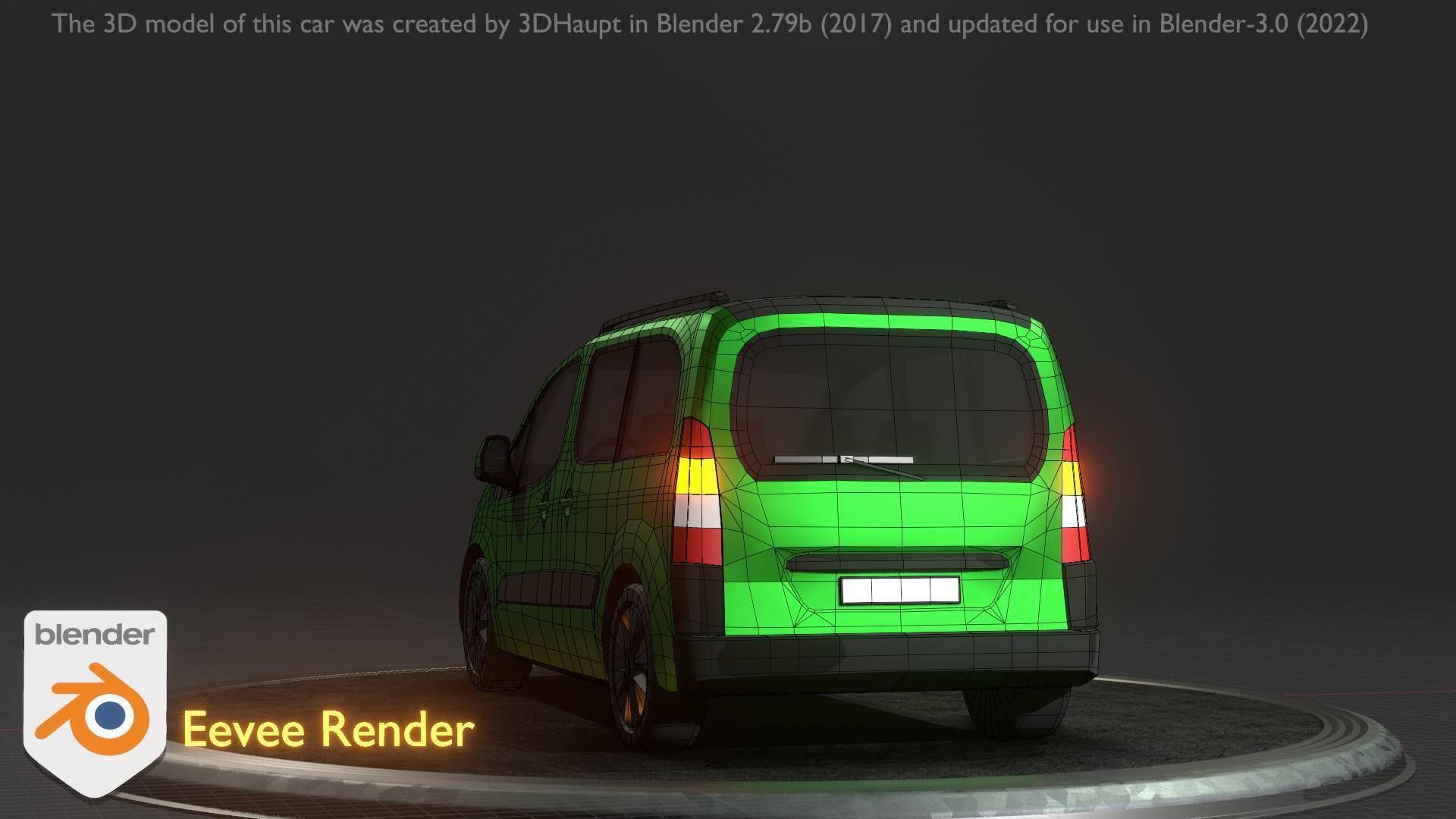 City Car 51 Utility Vehicles Van Type-D Green Low-poly 3D model_84