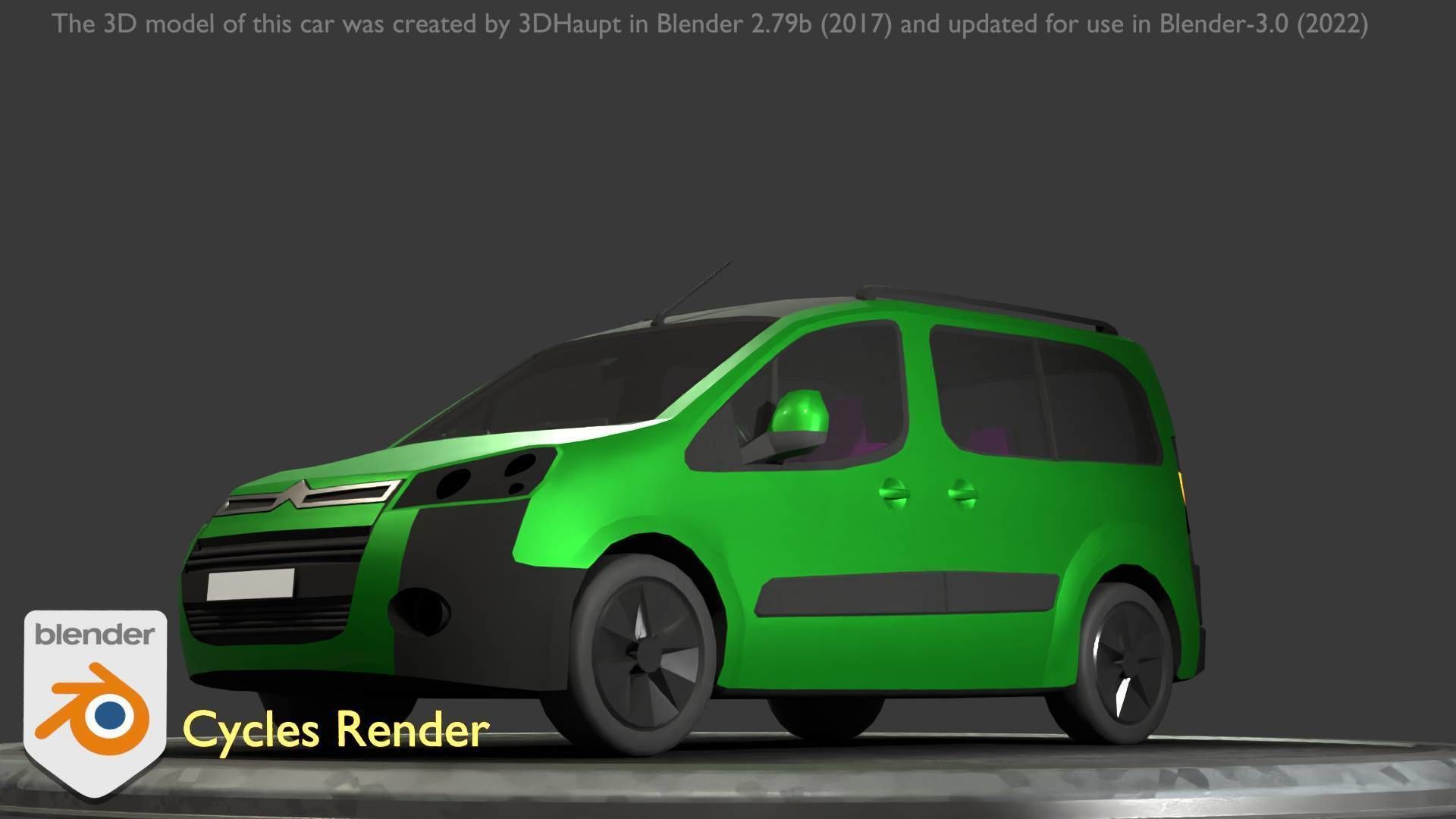 City Car 51 Utility Vehicles Van Type-D Green Low-poly 3D model_104