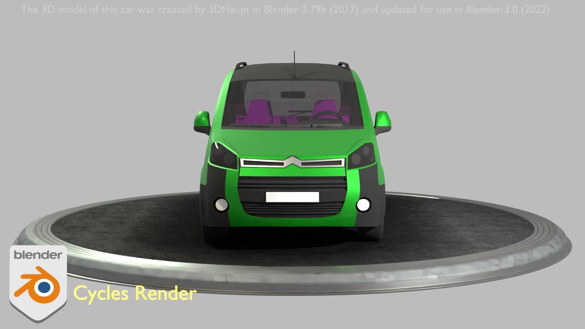 City Car 51 Utility Vehicles Van Type-D Green Low-poly 3D model_97