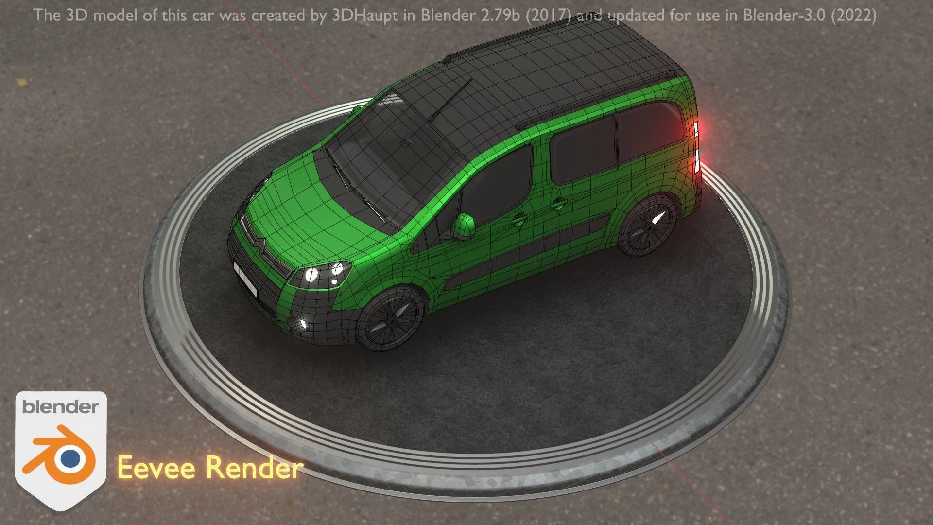 City Car 51 Utility Vehicles Van Type-D Green Low-poly 3D model_113