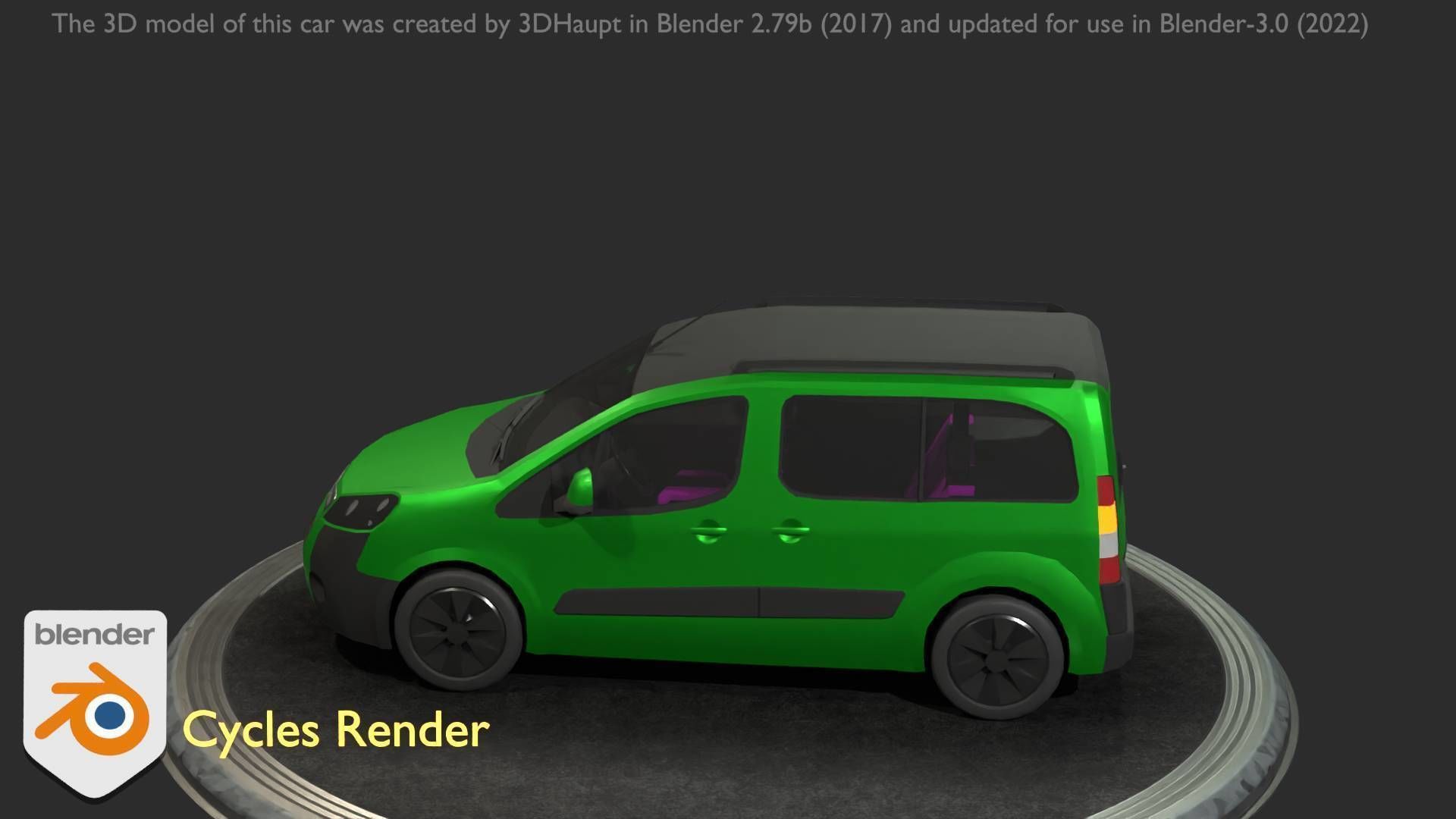City Car 51 Utility Vehicles Van Type-D Green Low-poly 3D model_65