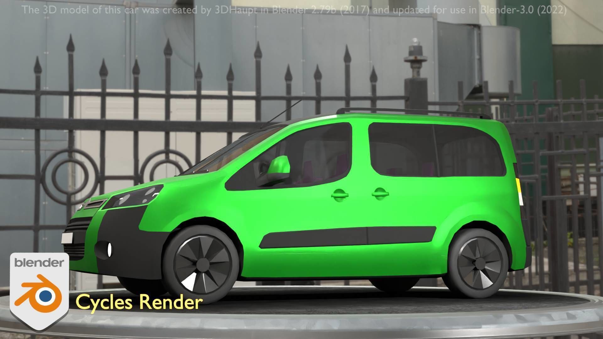 City Car 51 Utility Vehicles Van Type-D Green Low-poly 3D model_6