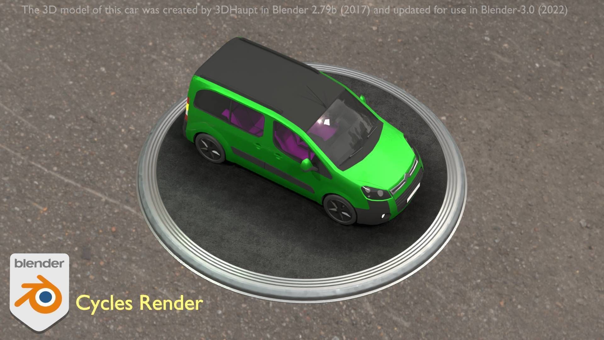 City Car 51 Utility Vehicles Van Type-D Green Low-poly 3D model_116