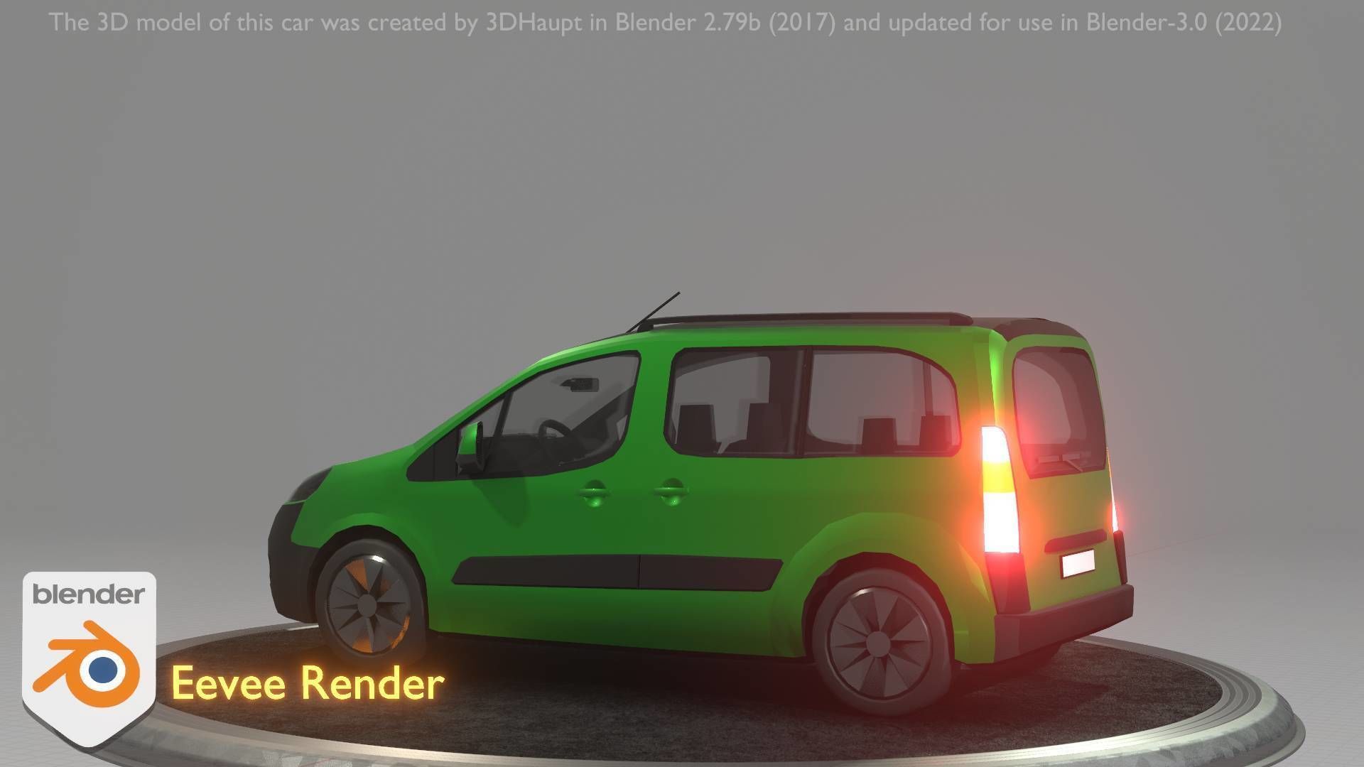 City Car 51 Utility Vehicles Van Type-D Green Low-poly 3D model_83
