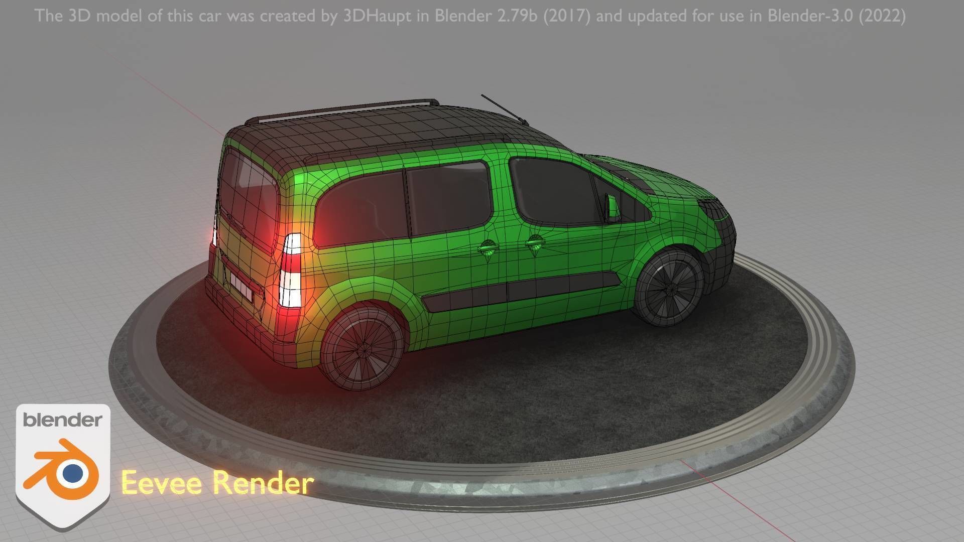 City Car 51 Utility Vehicles Van Type-D Green Low-poly 3D model_23