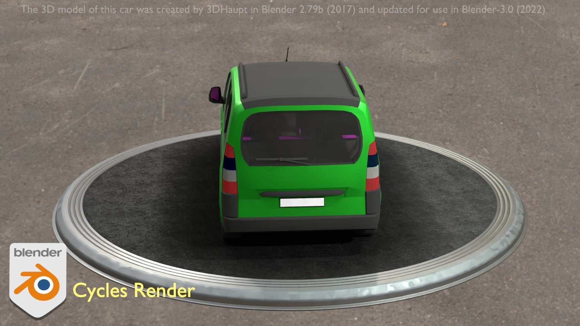 City Car 51 Utility Vehicles Van Type-D Green Low-poly 3D model_98