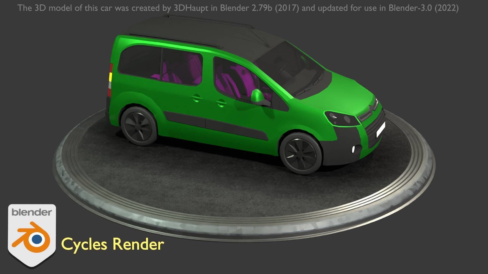 City Car 51 Utility Vehicles Van Type-D Green Low-poly 3D model_122