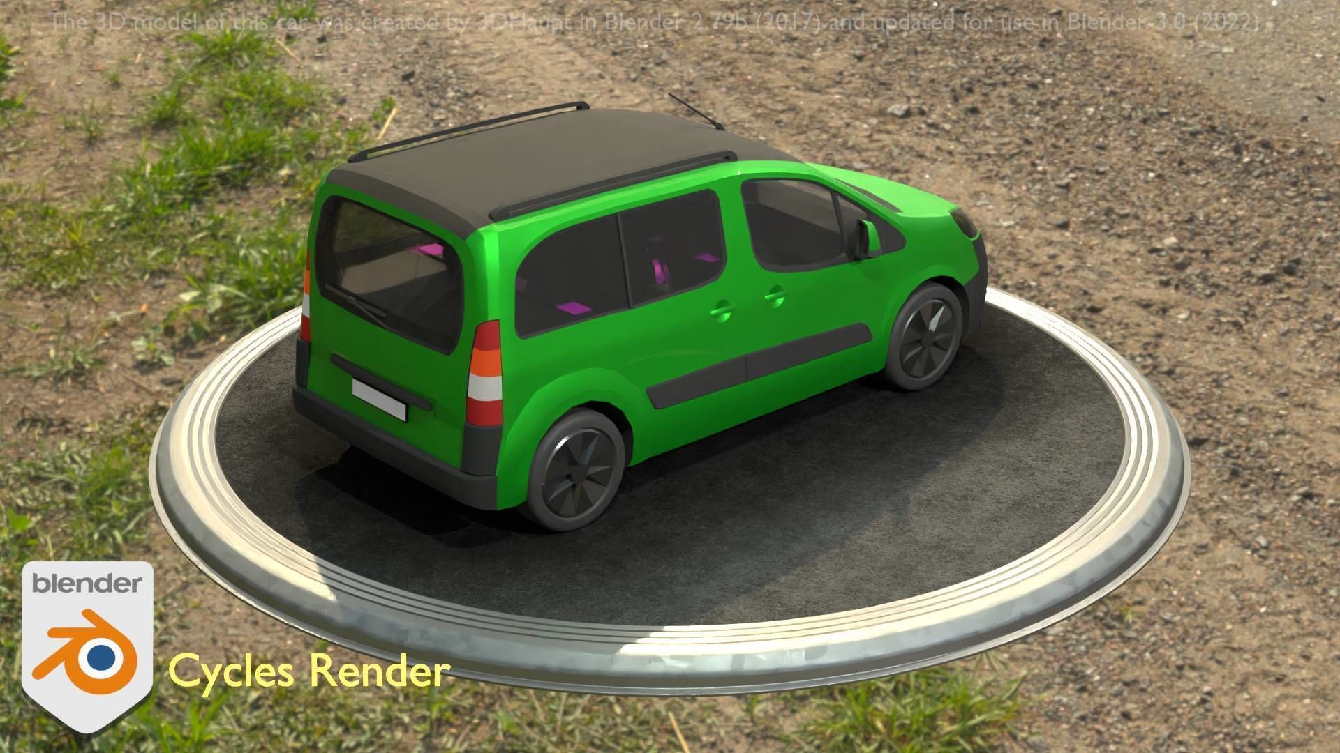 City Car 51 Utility Vehicles Van Type-D Green Low-poly 3D model_85