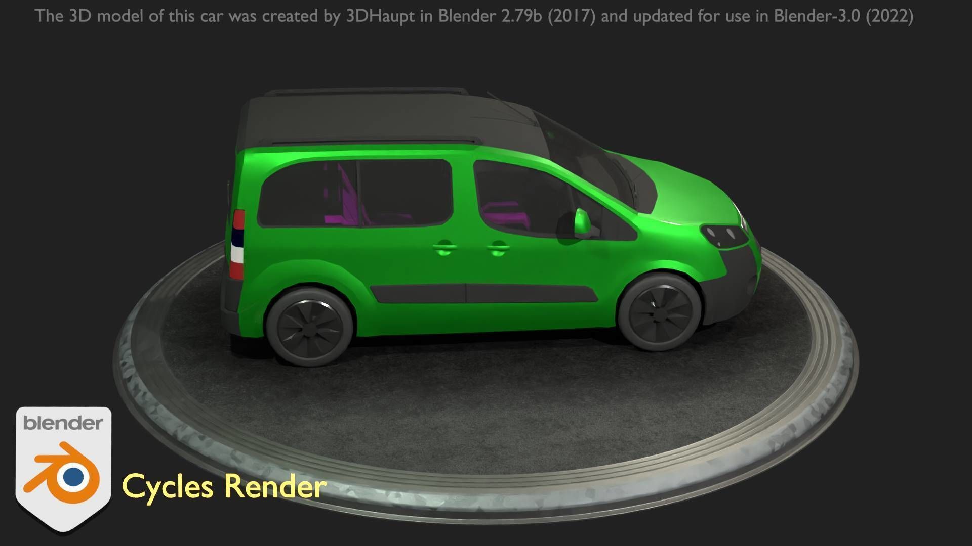 City Car 51 Utility Vehicles Van Type-D Green Low-poly 3D model_94
