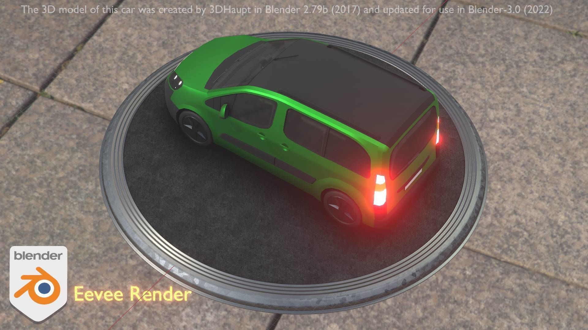 City Car 51 Utility Vehicles Van Type-D Green Low-poly 3D model_79