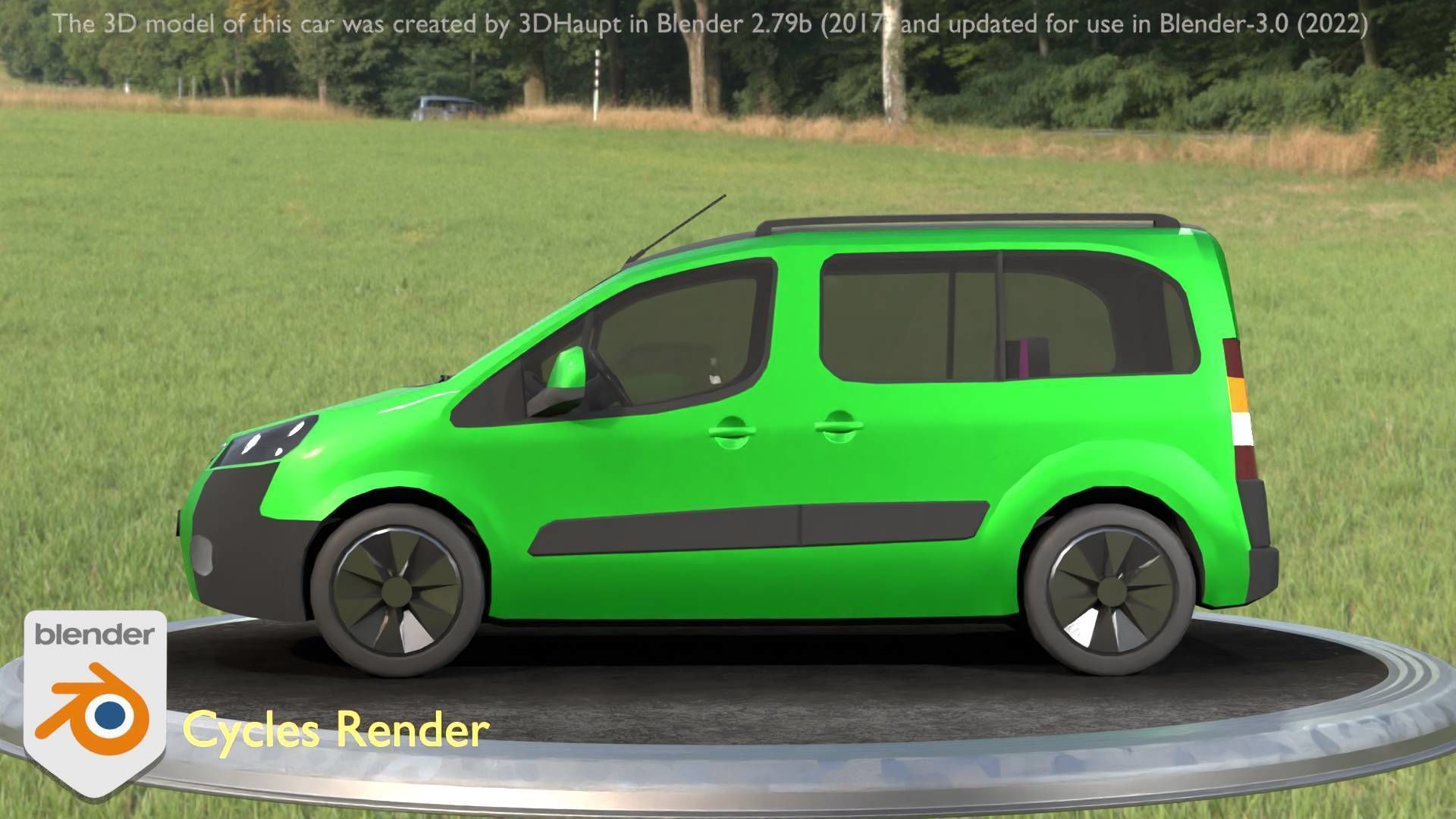 City Car 51 Utility Vehicles Van Type-D Green Low-poly 3D model_86