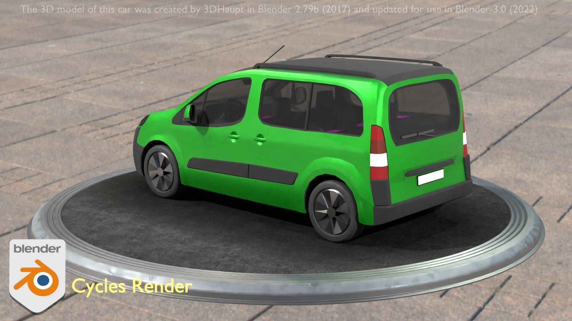City Car 51 Utility Vehicles Van Type-D Green Low-poly 3D model_108