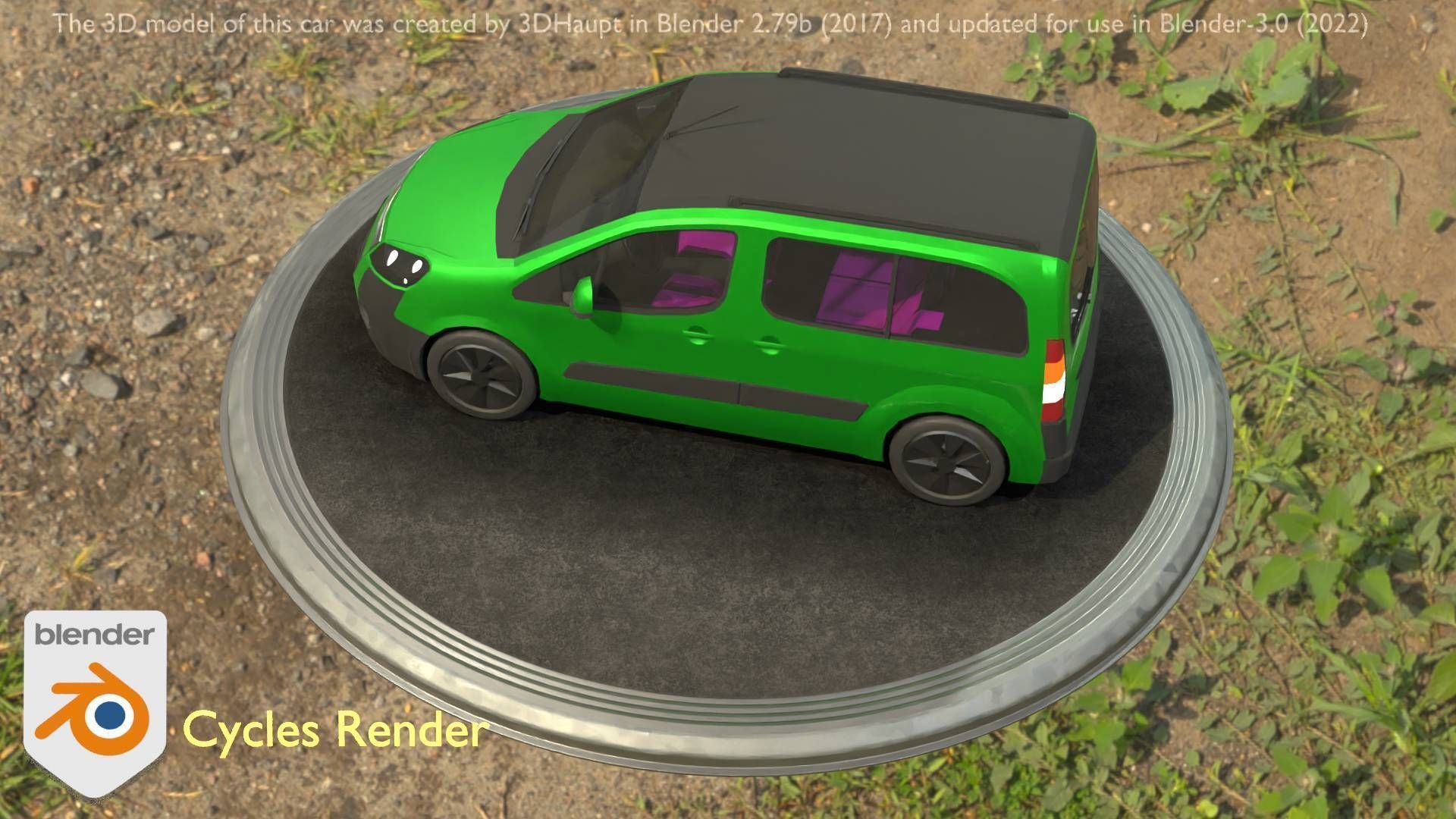 City Car 51 Utility Vehicles Van Type-D Green Low-poly 3D model_74