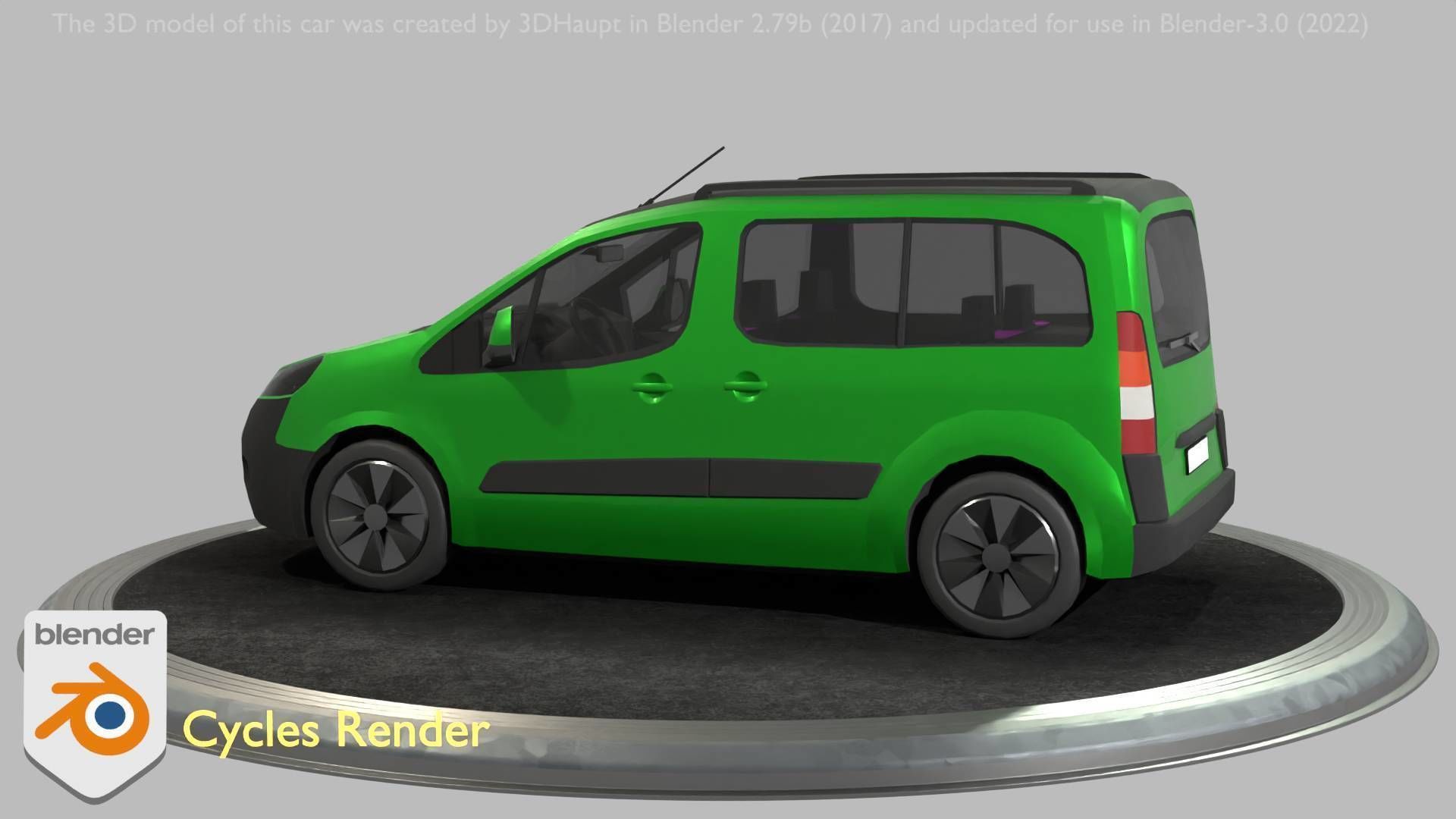 City Car 51 Utility Vehicles Van Type-D Green Low-poly 3D model_25