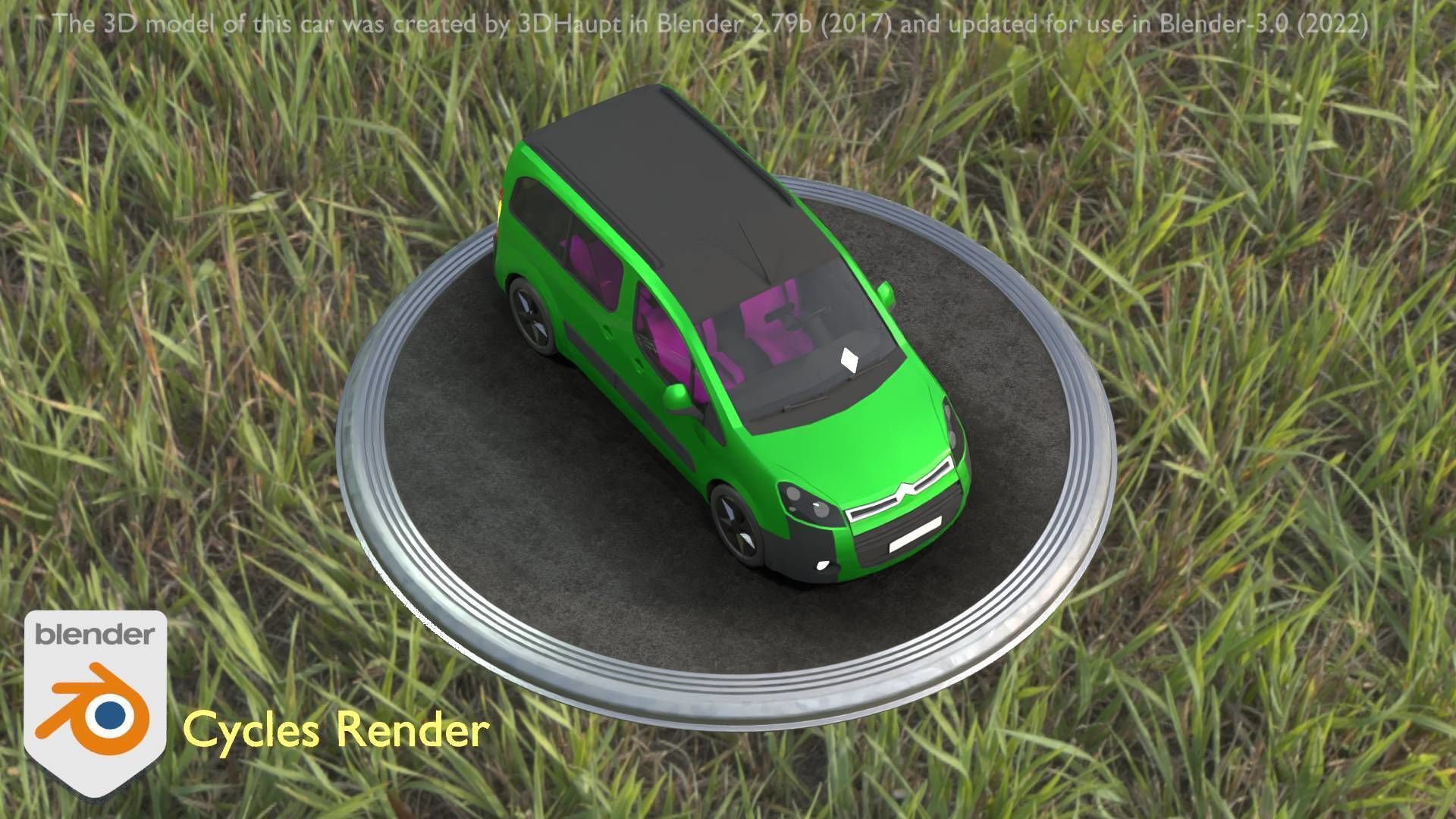 City Car 51 Utility Vehicles Van Type-D Green Low-poly 3D model_80