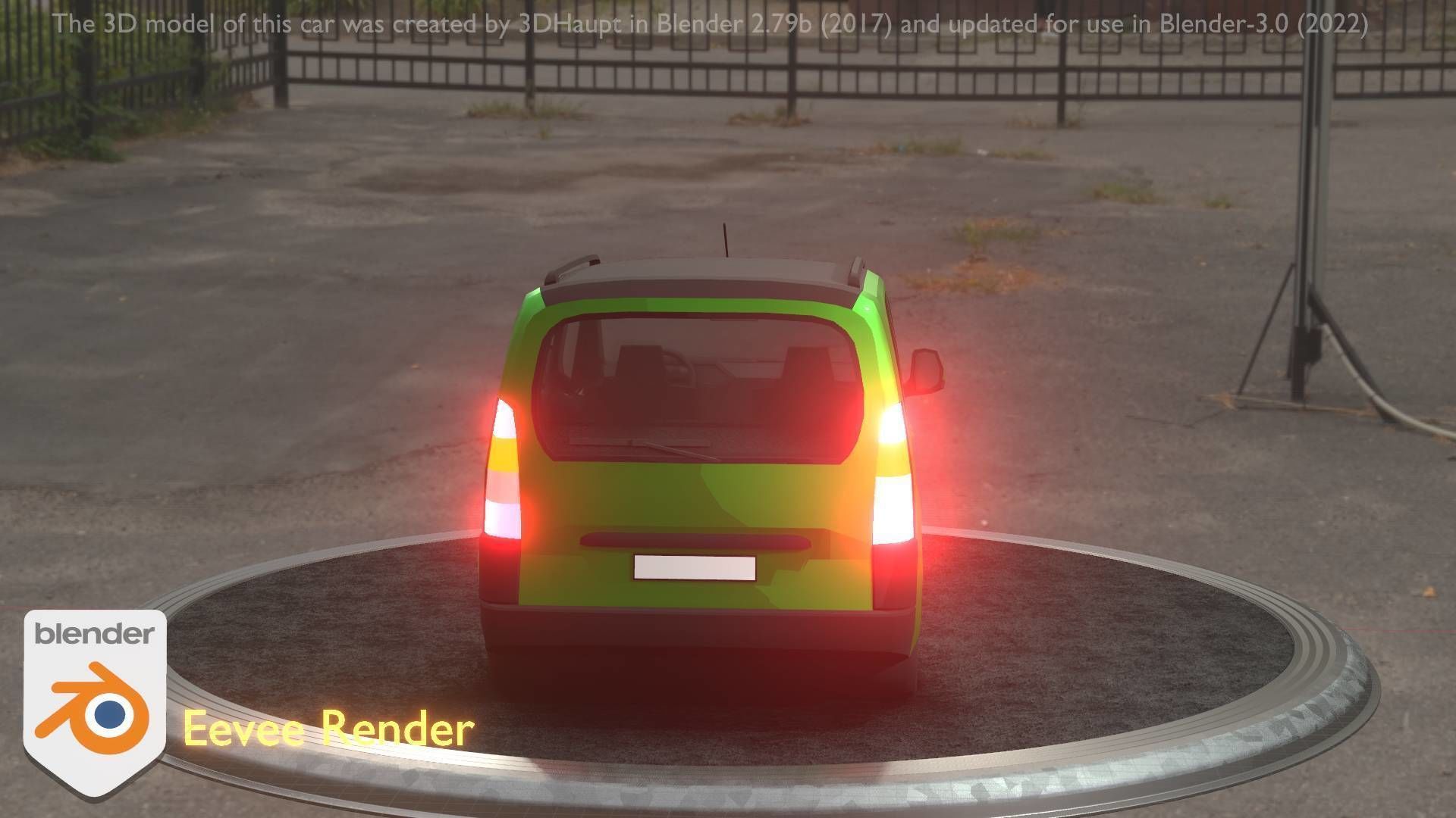 City Car 51 Utility Vehicles Van Type-D Green Low-poly 3D model_10