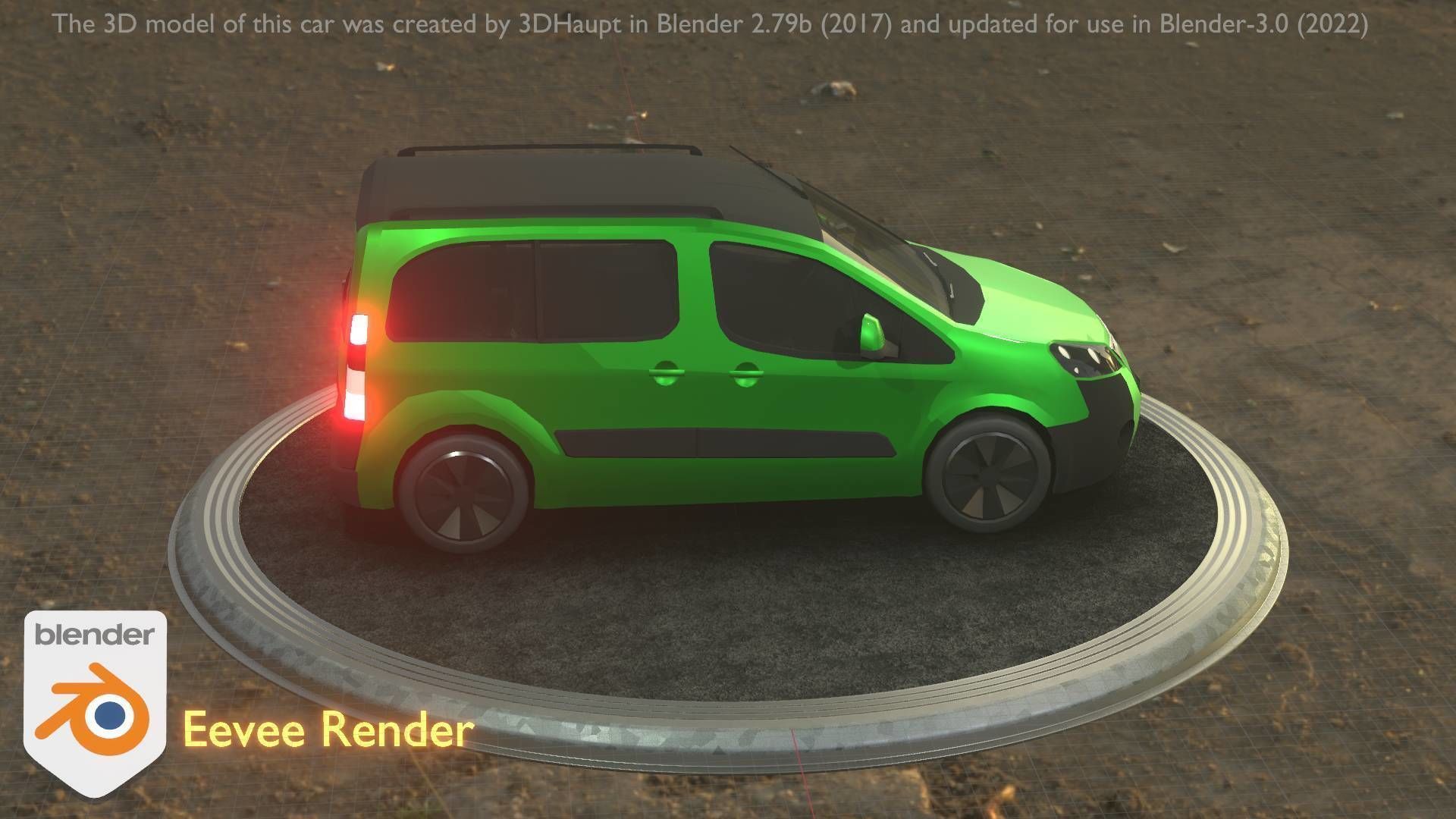 City Car 51 Utility Vehicles Van Type-D Green Low-poly 3D model_31