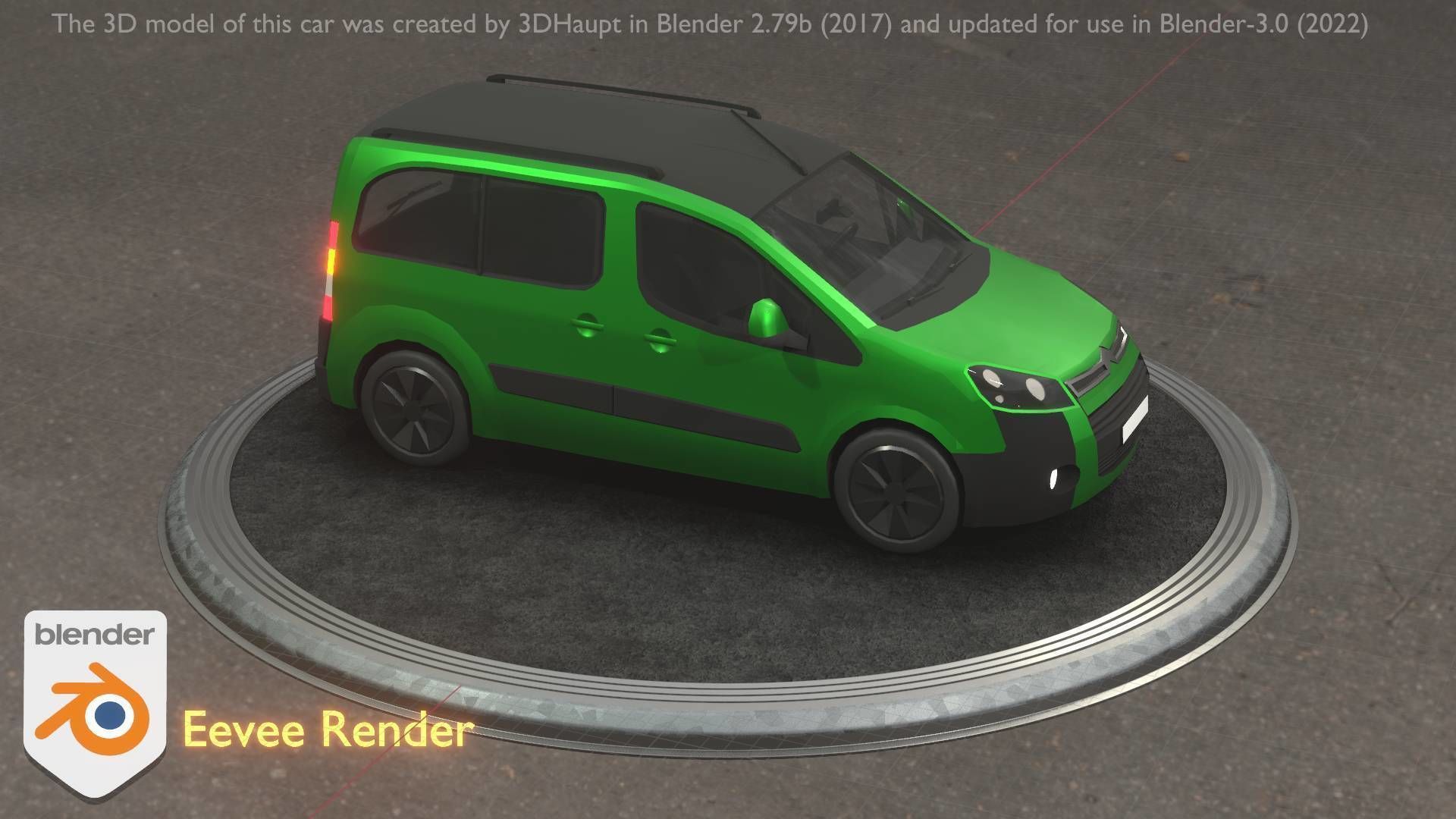 City Car 51 Utility Vehicles Van Type-D Green Low-poly 3D model_99