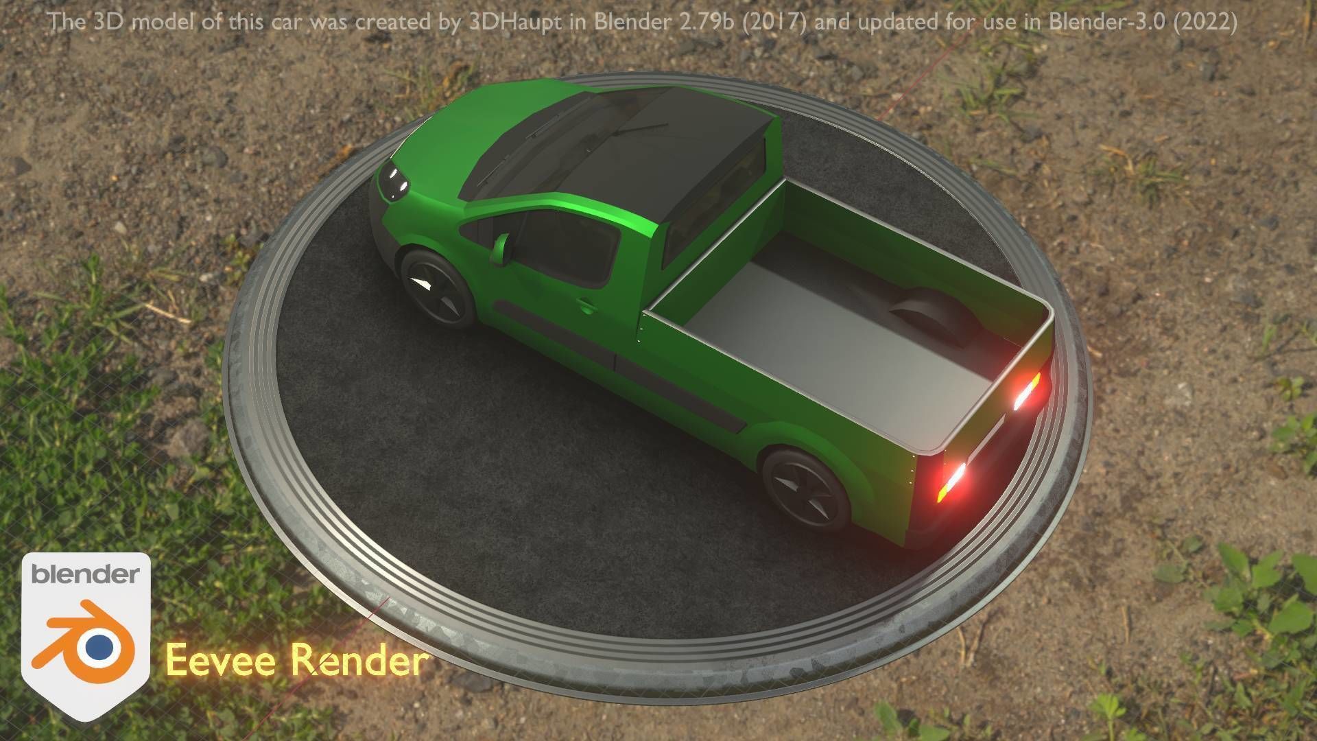 City Car 52 Utility Vehicles Van Pickup 1500 Type-D Green Low-poly 3D model_52