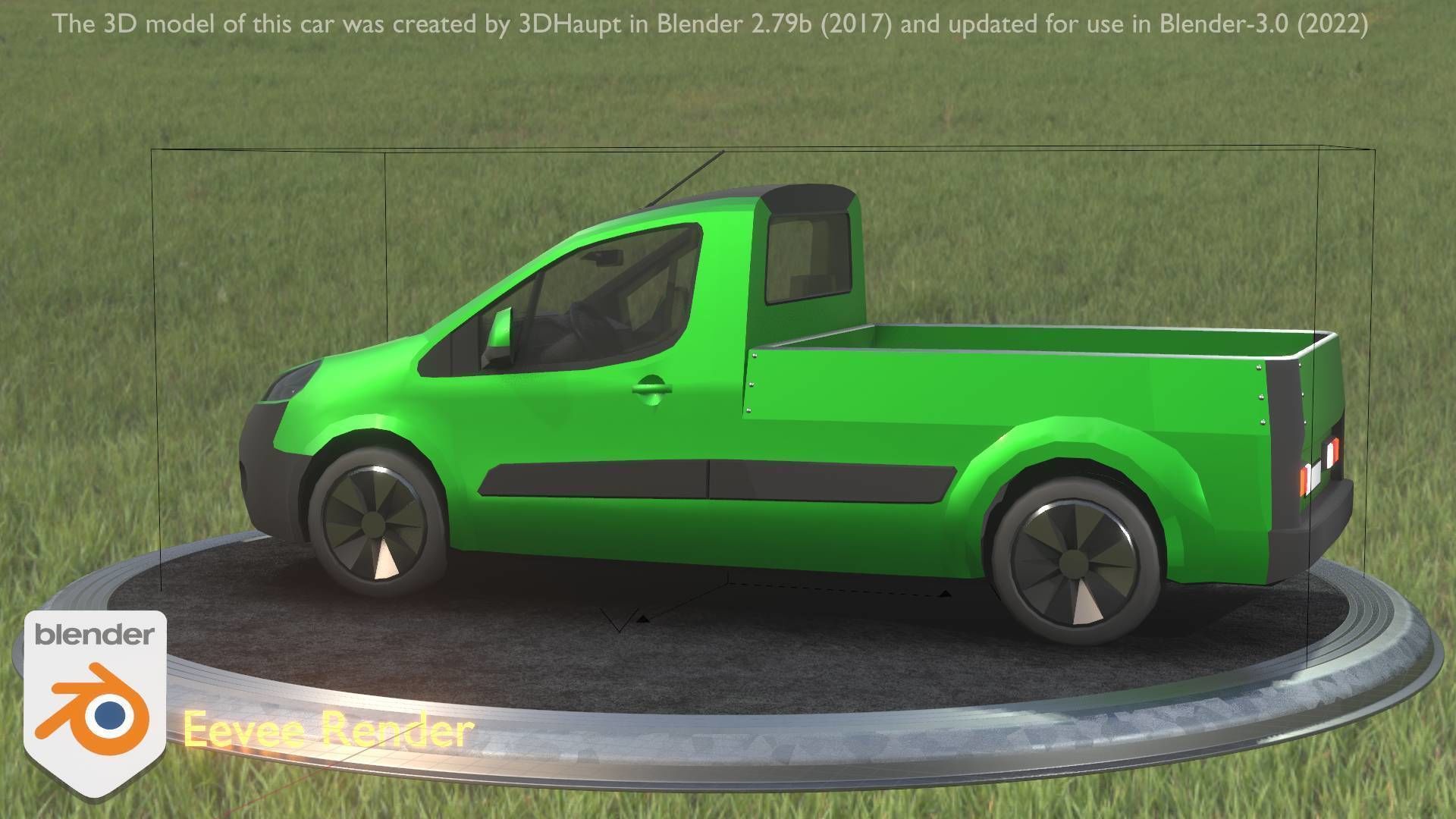 City Car 52 Utility Vehicles Van Pickup 1500 Type-D Green Low-poly 3D model_65