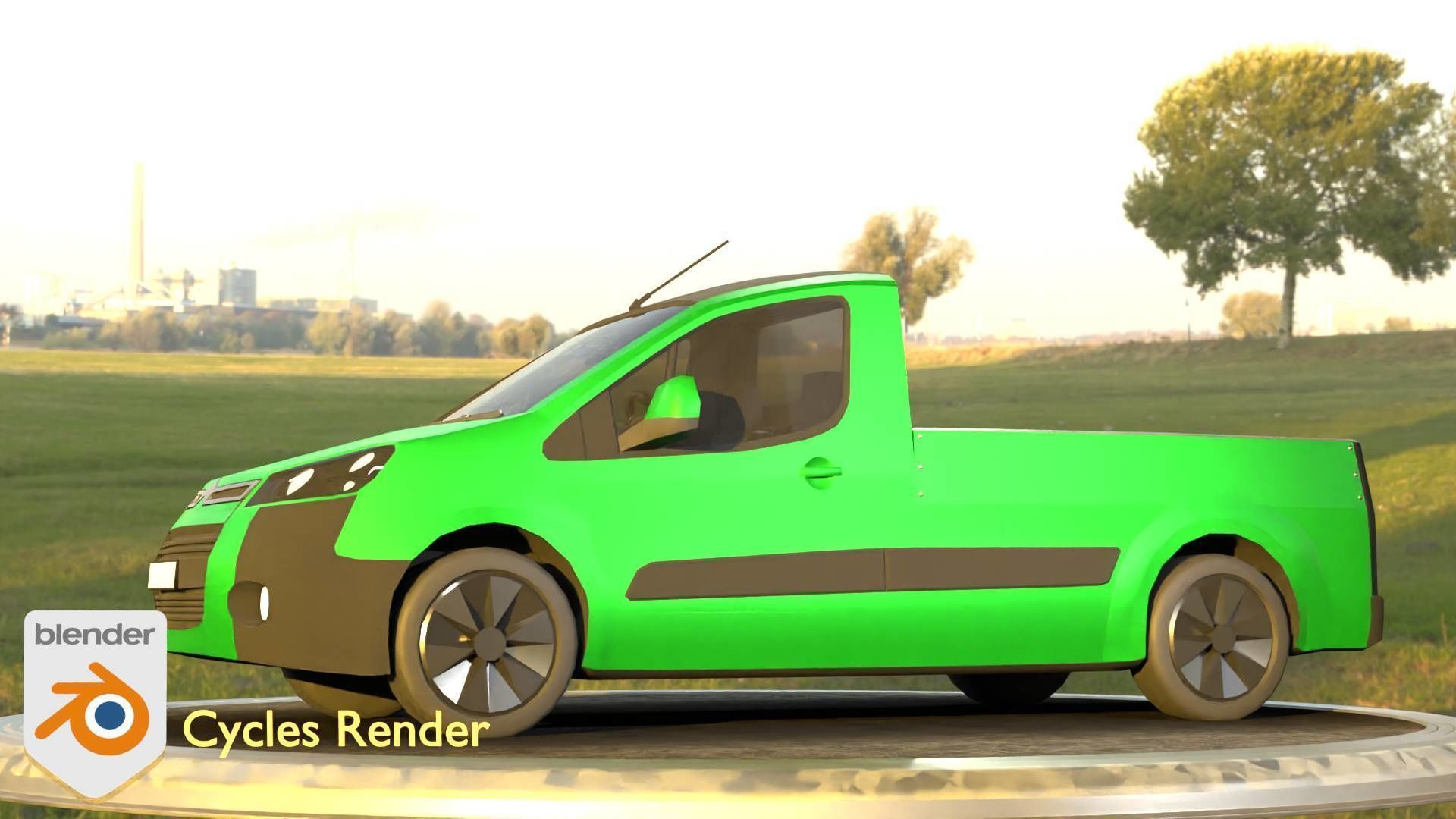 City Car 52 Utility Vehicles Van Pickup 1500 Type-D Green Low-poly 3D model_20