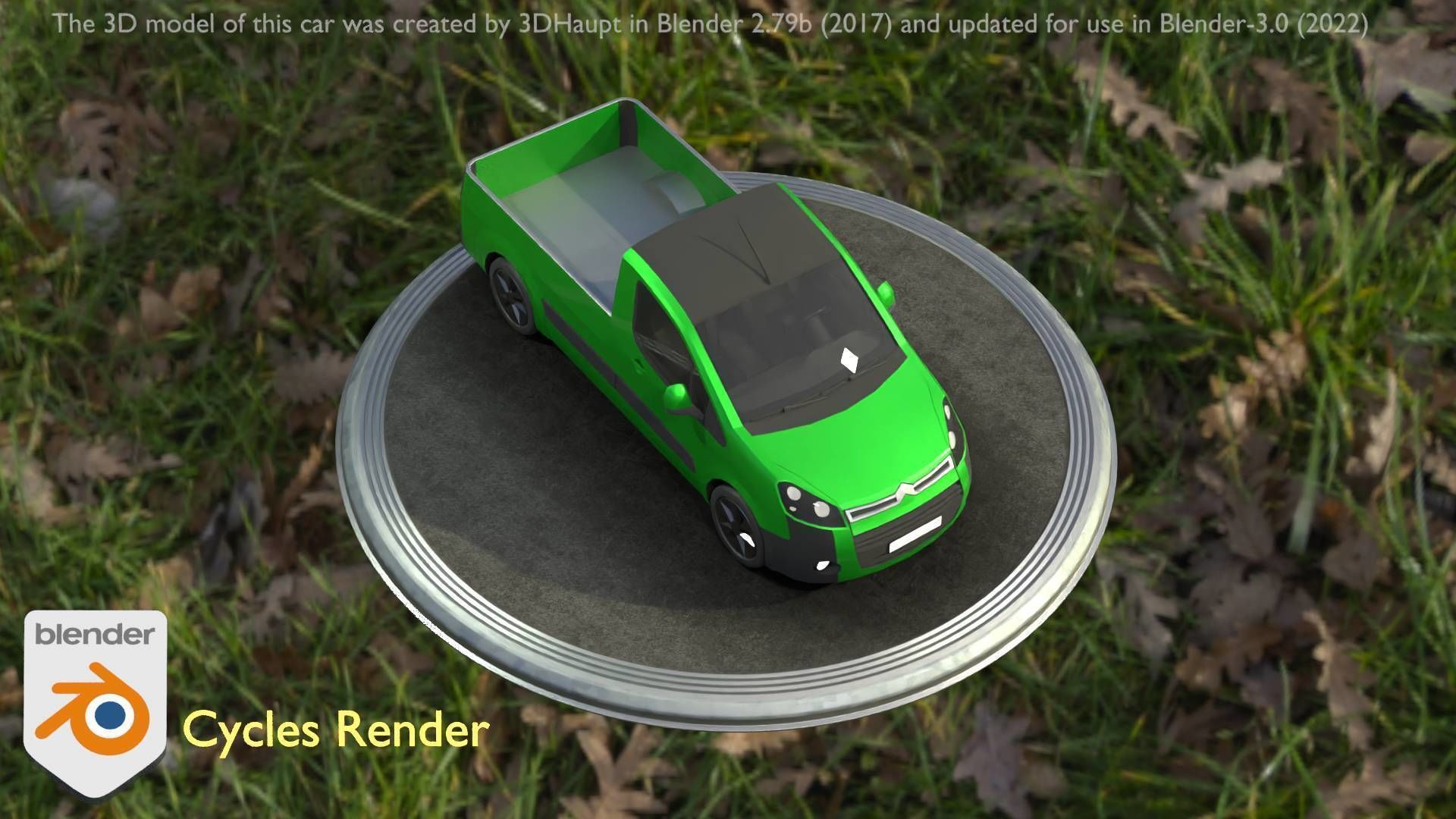 City Car 52 Utility Vehicles Van Pickup 1500 Type-D Green Low-poly 3D model_53