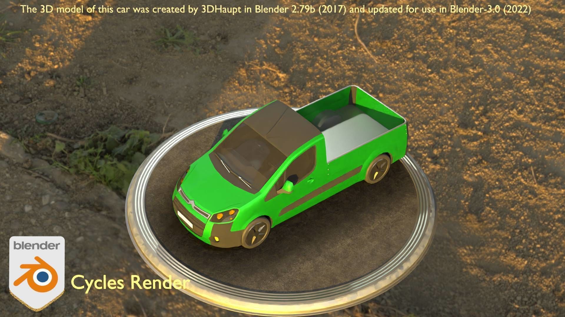 City Car 52 Utility Vehicles Van Pickup 1500 Type-D Green Low-poly 3D model_9