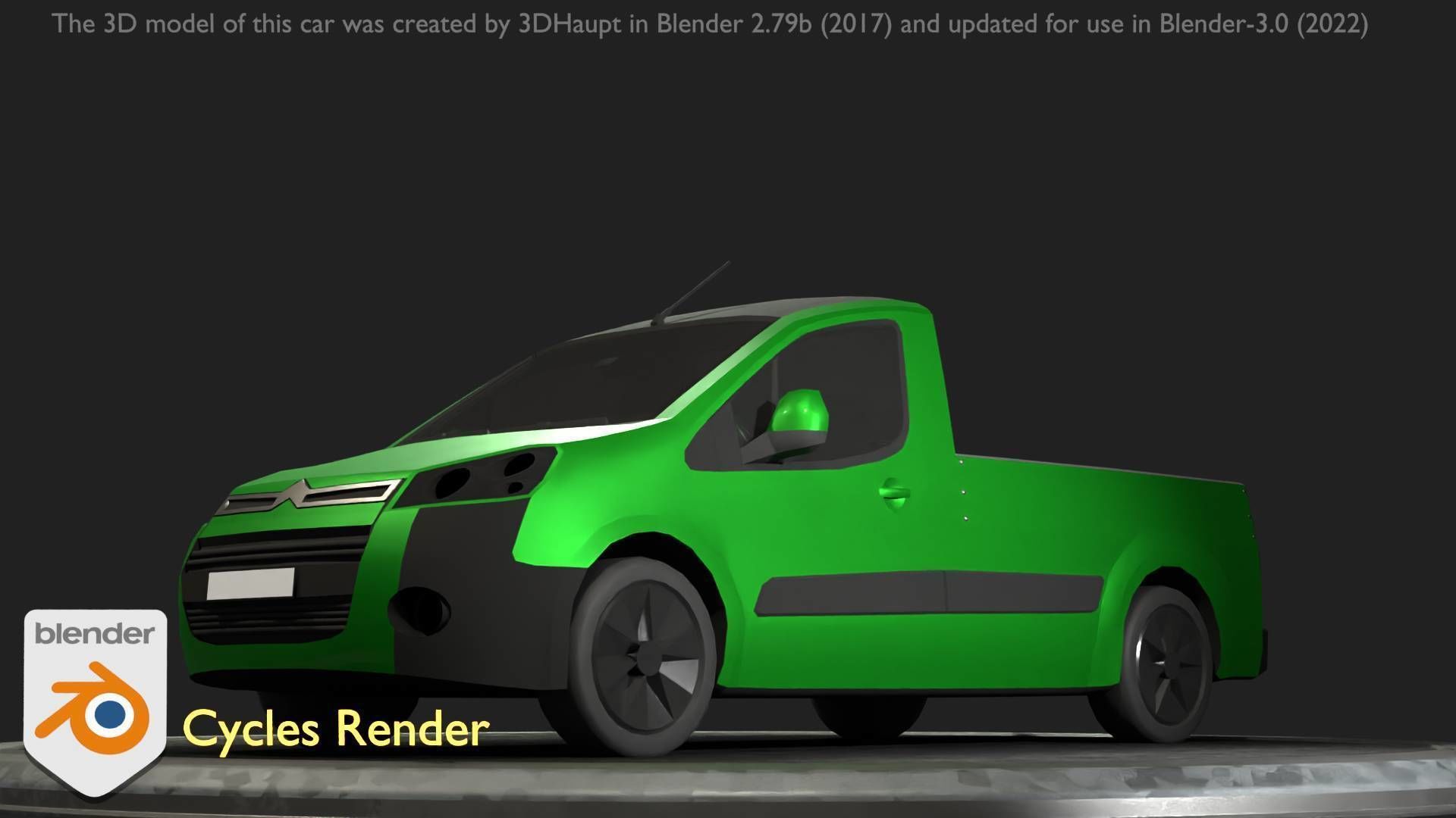 City Car 52 Utility Vehicles Van Pickup 1500 Type-D Green Low-poly 3D model_73