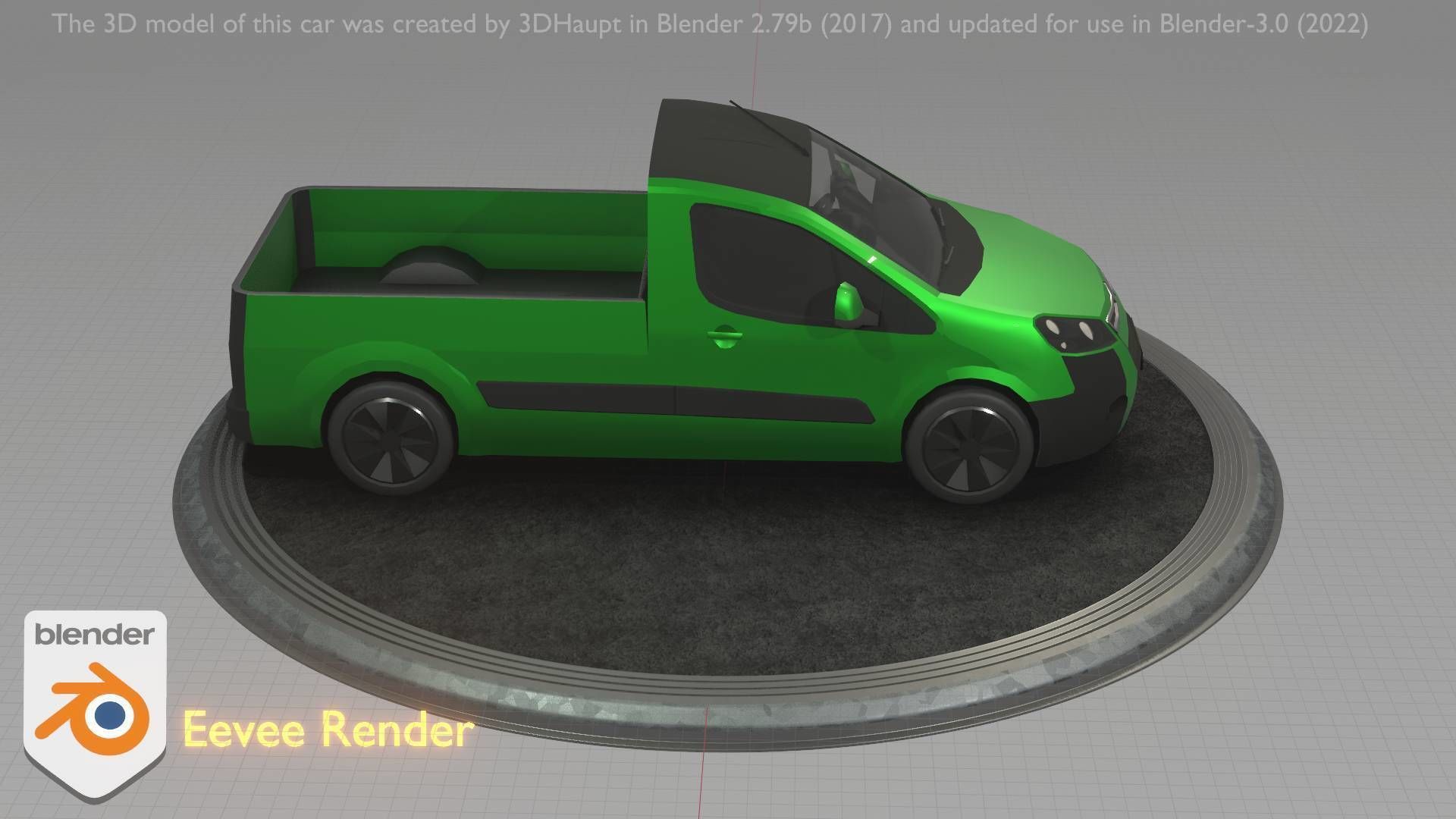 City Car 52 Utility Vehicles Van Pickup 1500 Type-D Green Low-poly 3D model_26