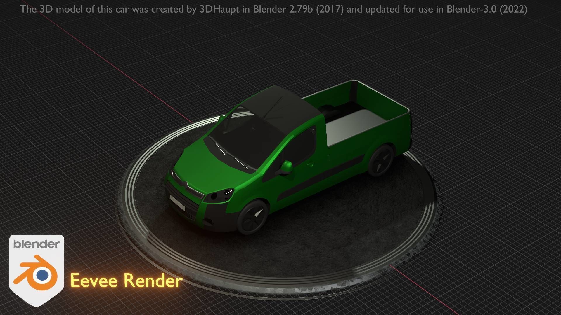 City Car 52 Utility Vehicles Van Pickup 1500 Type-D Green Low-poly 3D model_85