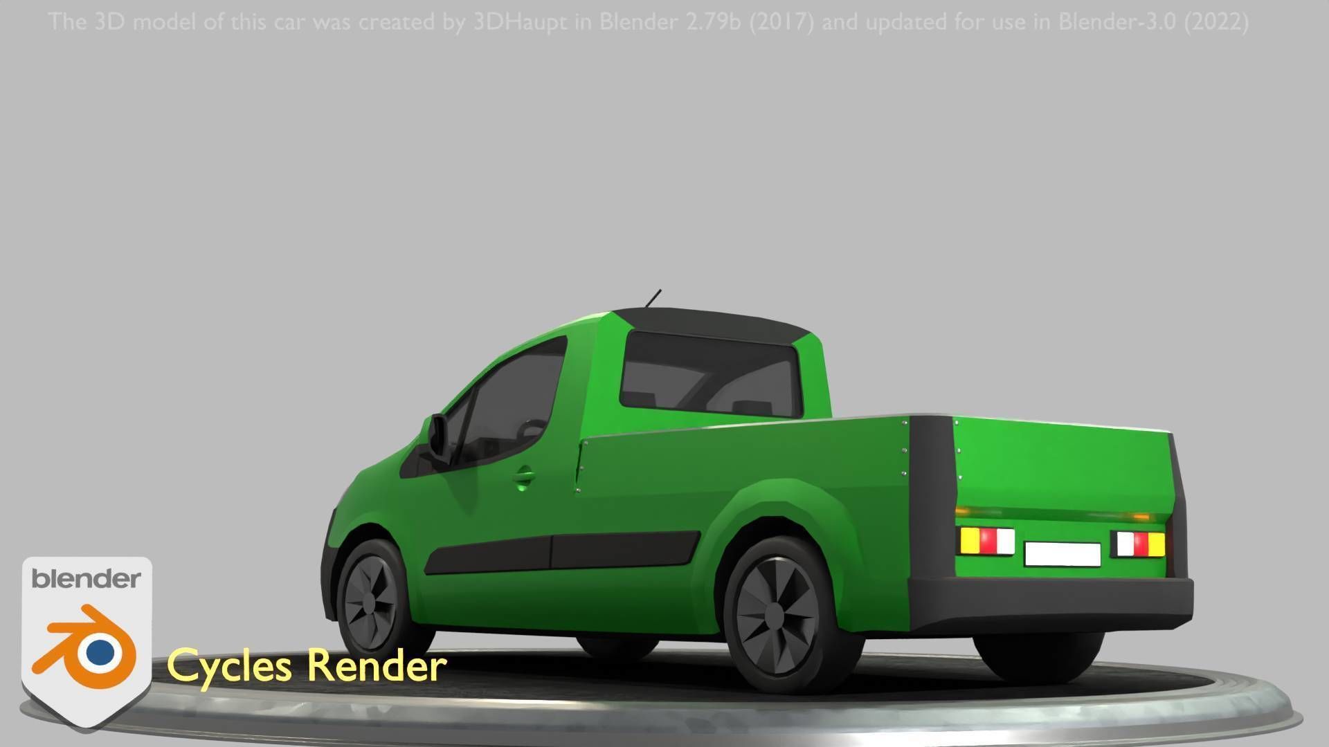 City Car 52 Utility Vehicles Van Pickup 1500 Type-D Green Low-poly 3D model_10
