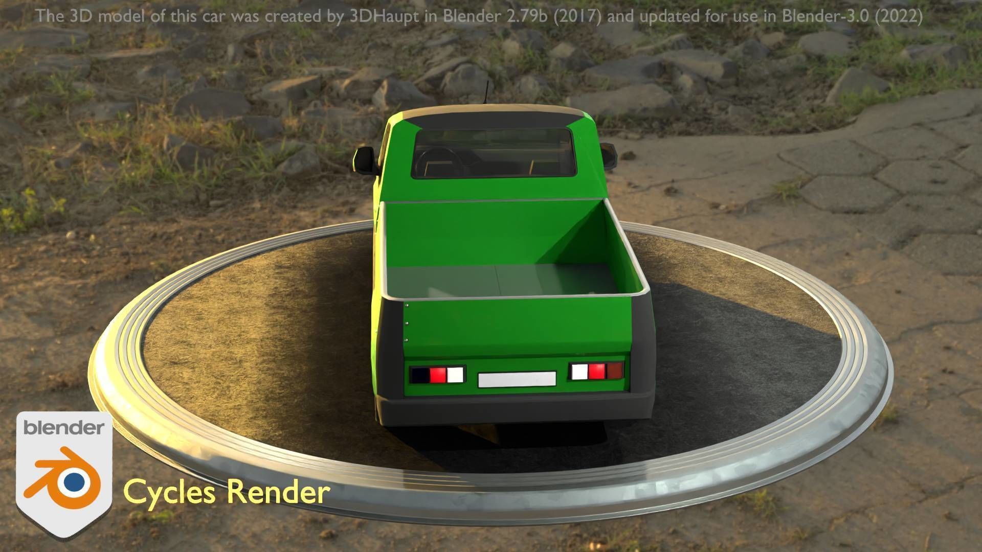 City Car 52 Utility Vehicles Van Pickup 1500 Type-D Green Low-poly 3D model_75