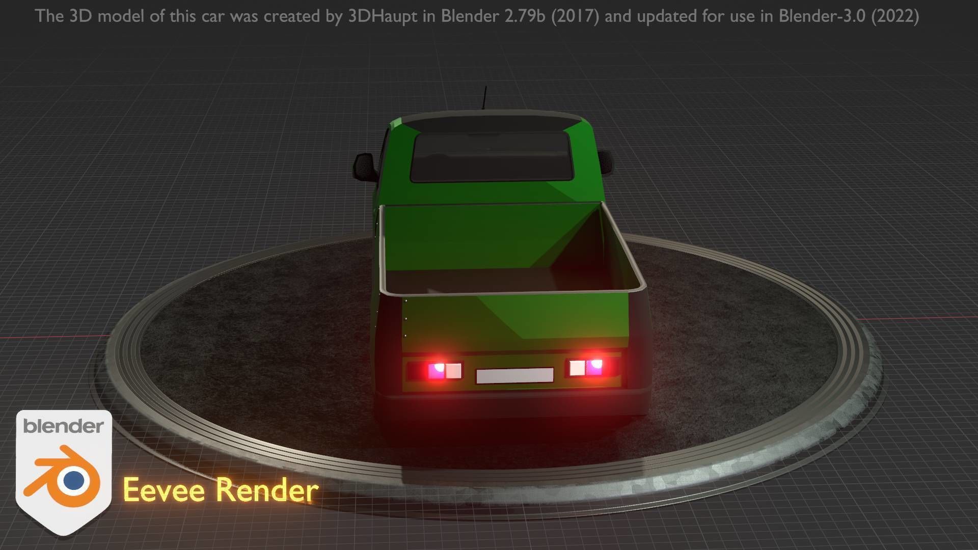 City Car 52 Utility Vehicles Van Pickup 1500 Type-D Green Low-poly 3D model_36