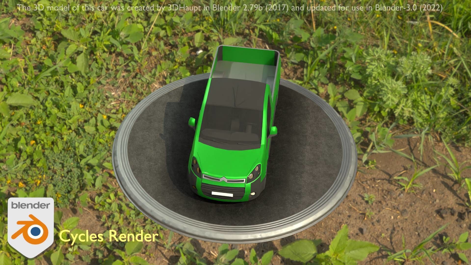 City Car 52 Utility Vehicles Van Pickup 1500 Type-D Green Low-poly 3D model_8