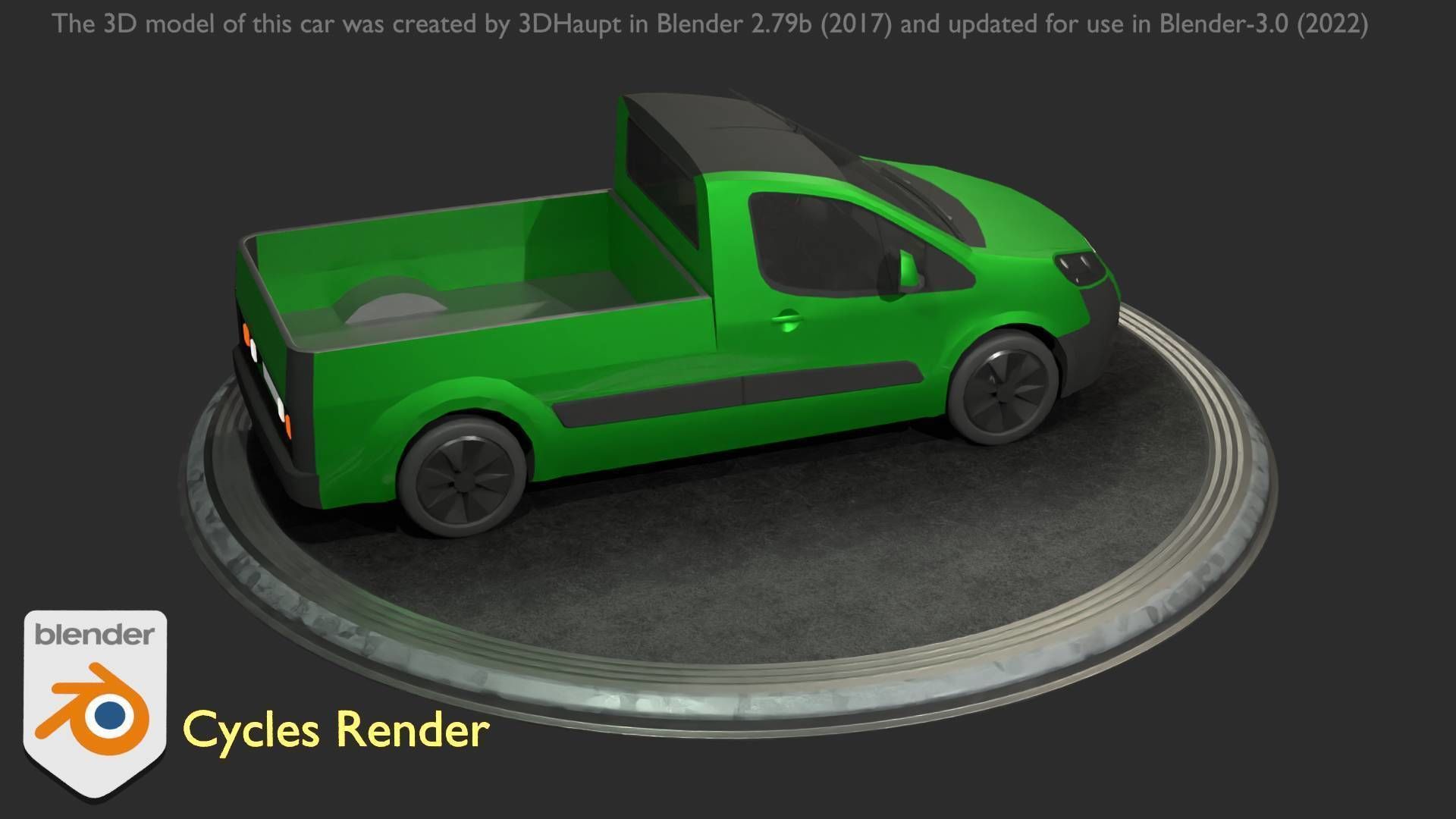 City Car 52 Utility Vehicles Van Pickup 1500 Type-D Green Low-poly 3D model_27