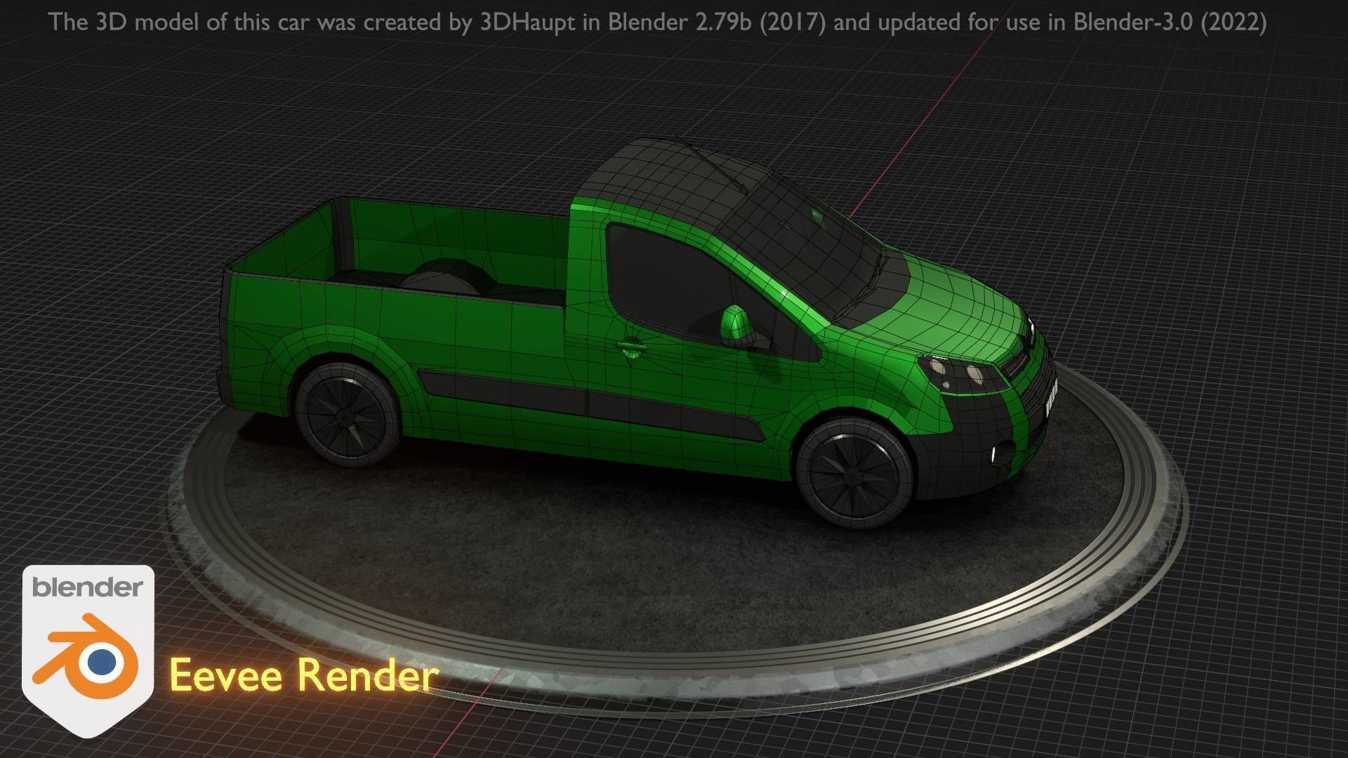 City Car 52 Utility Vehicles Van Pickup 1500 Type-D Green Low-poly 3D model_77