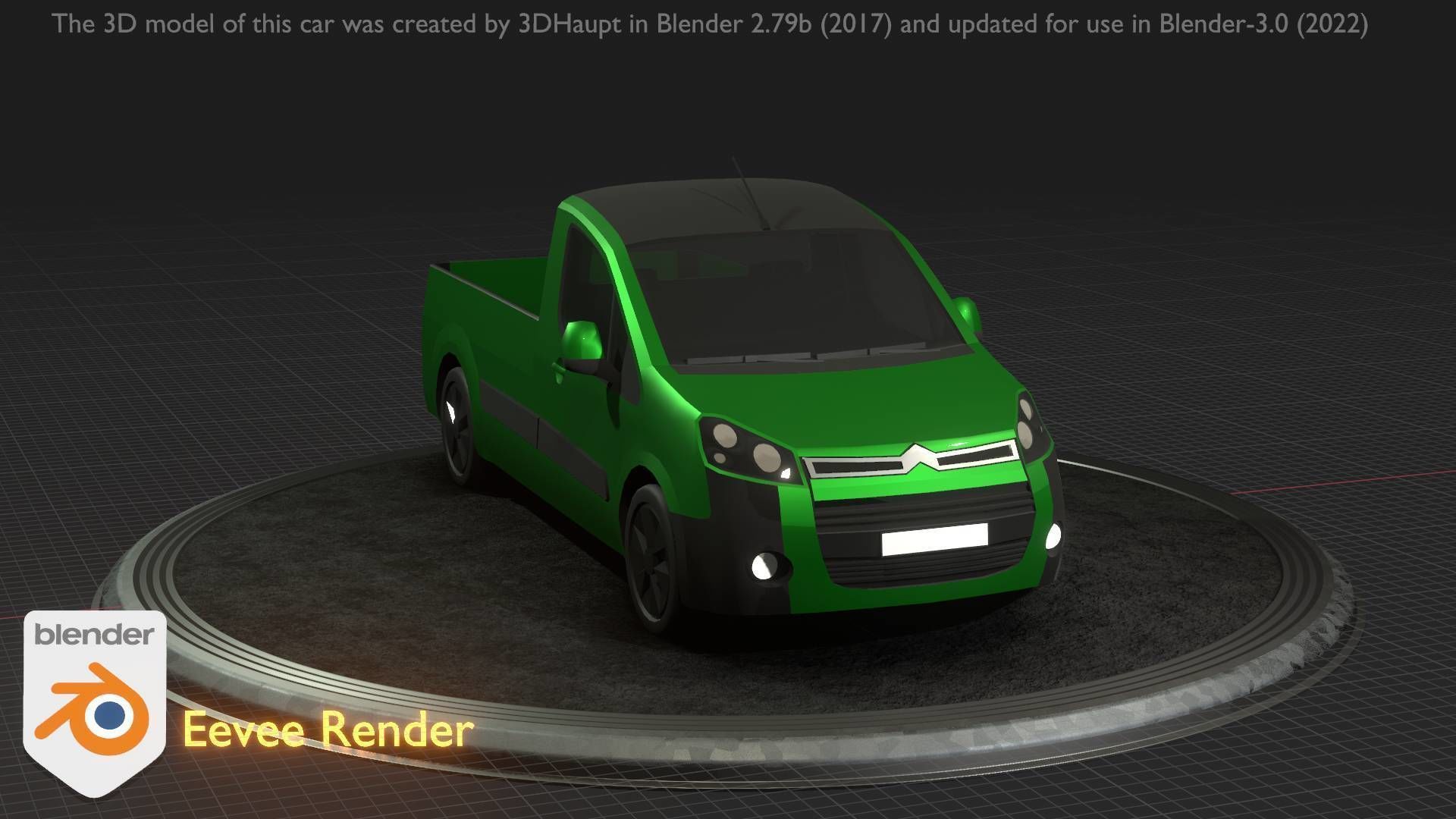City Car 52 Utility Vehicles Van Pickup 1500 Type-D Green Low-poly 3D model_68