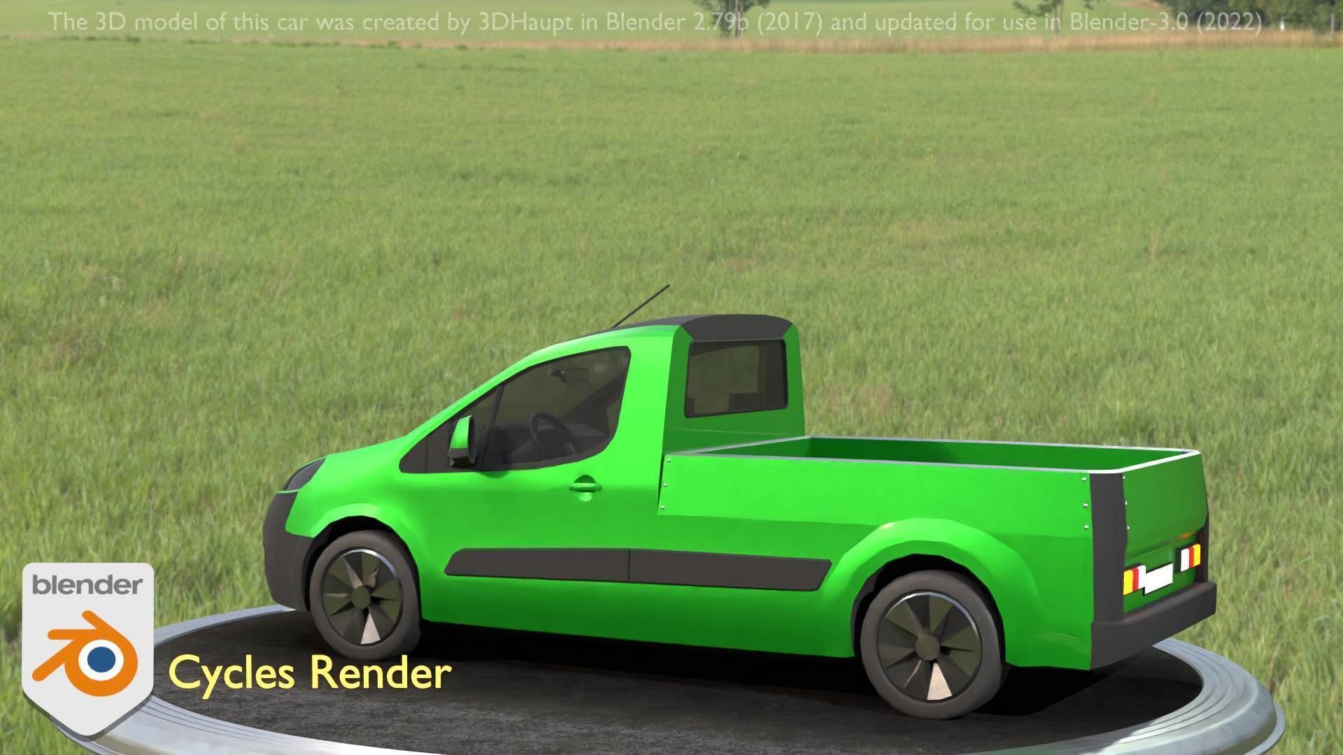 City Car 52 Utility Vehicles Van Pickup 1500 Type-D Green Low-poly 3D model_98